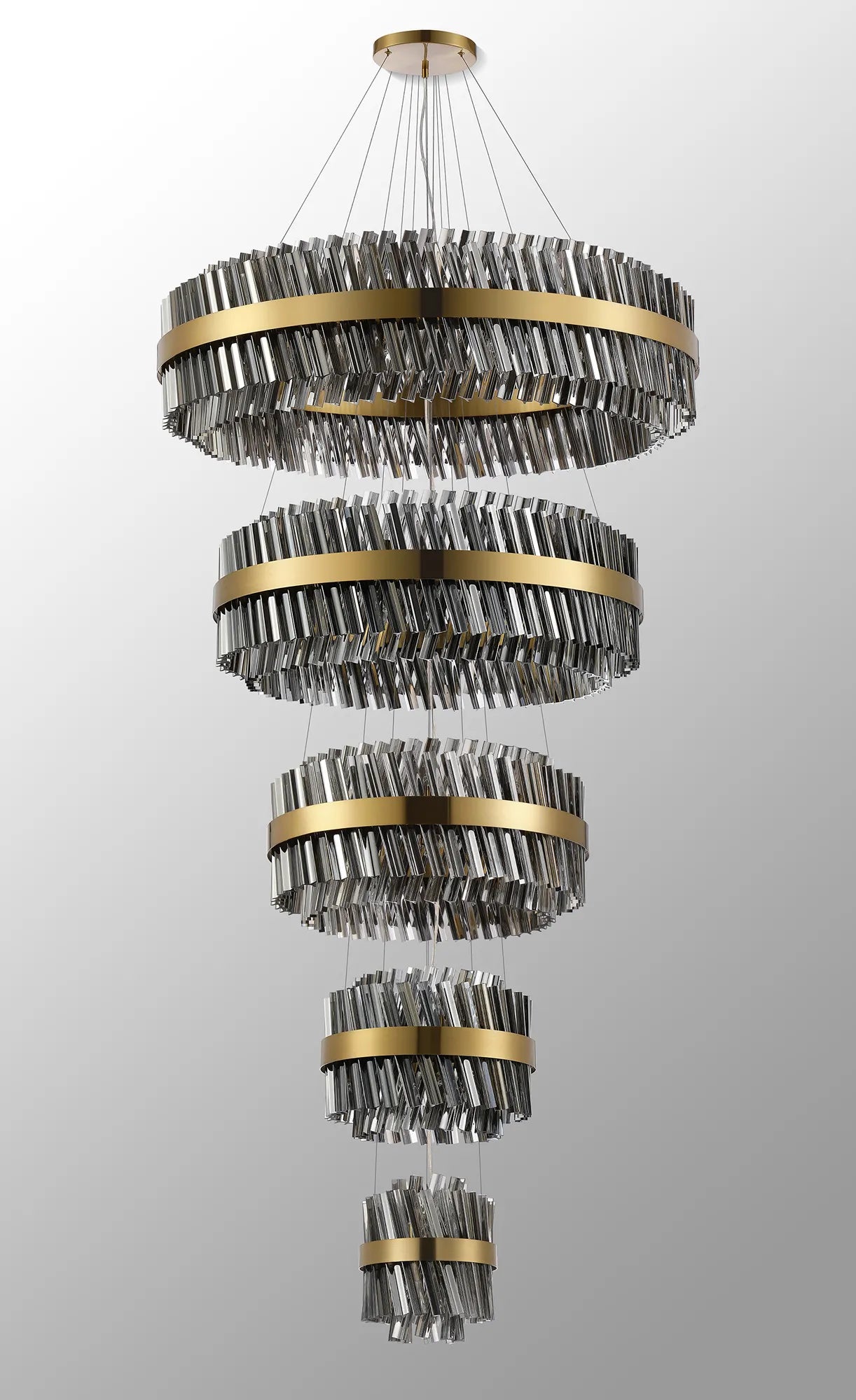 Farnley 5 Tier 1m Pendant 32 Light - Brass & Smoke