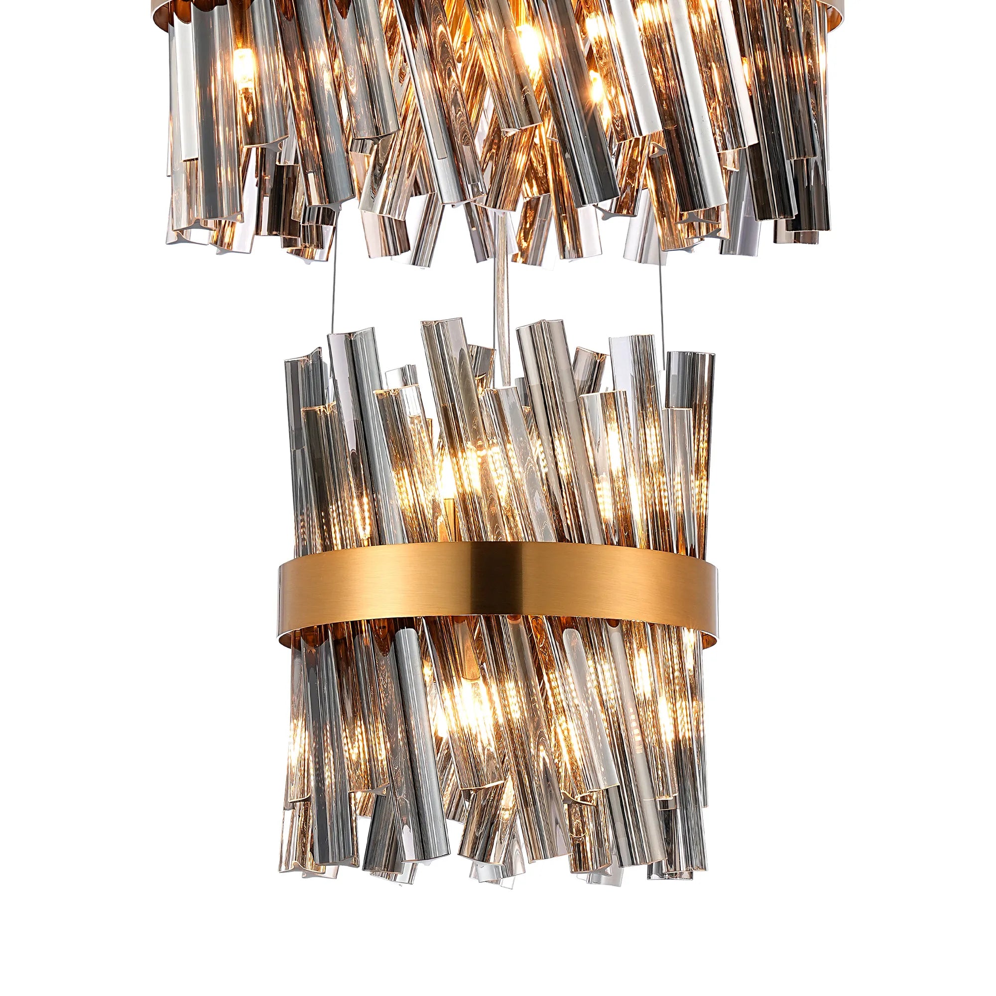 Farnley 5 Tier 1m Pendant 32 Light - Brass & Smoke