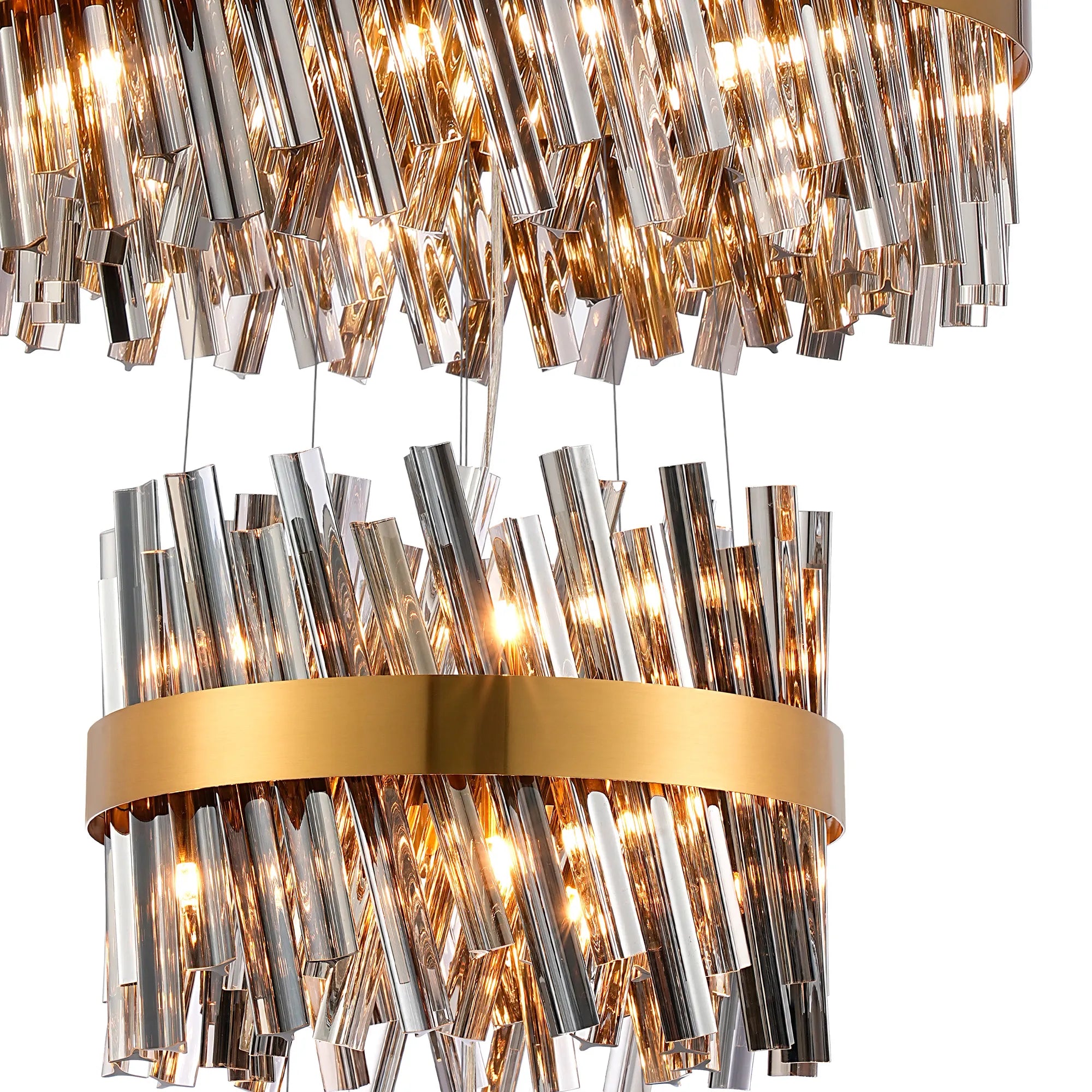 Farnley 5 Tier 1m Pendant 32 Light - Brass & Smoke