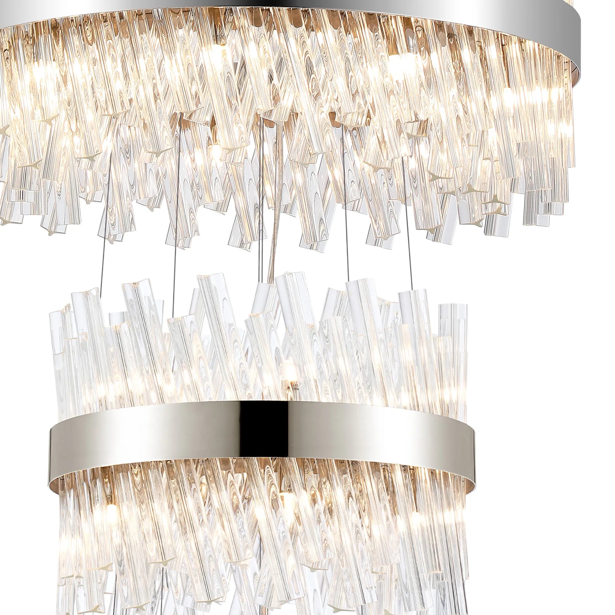 Farnley 5 Tier 1m Pendant 32 Light - Polished Nickel & Clear