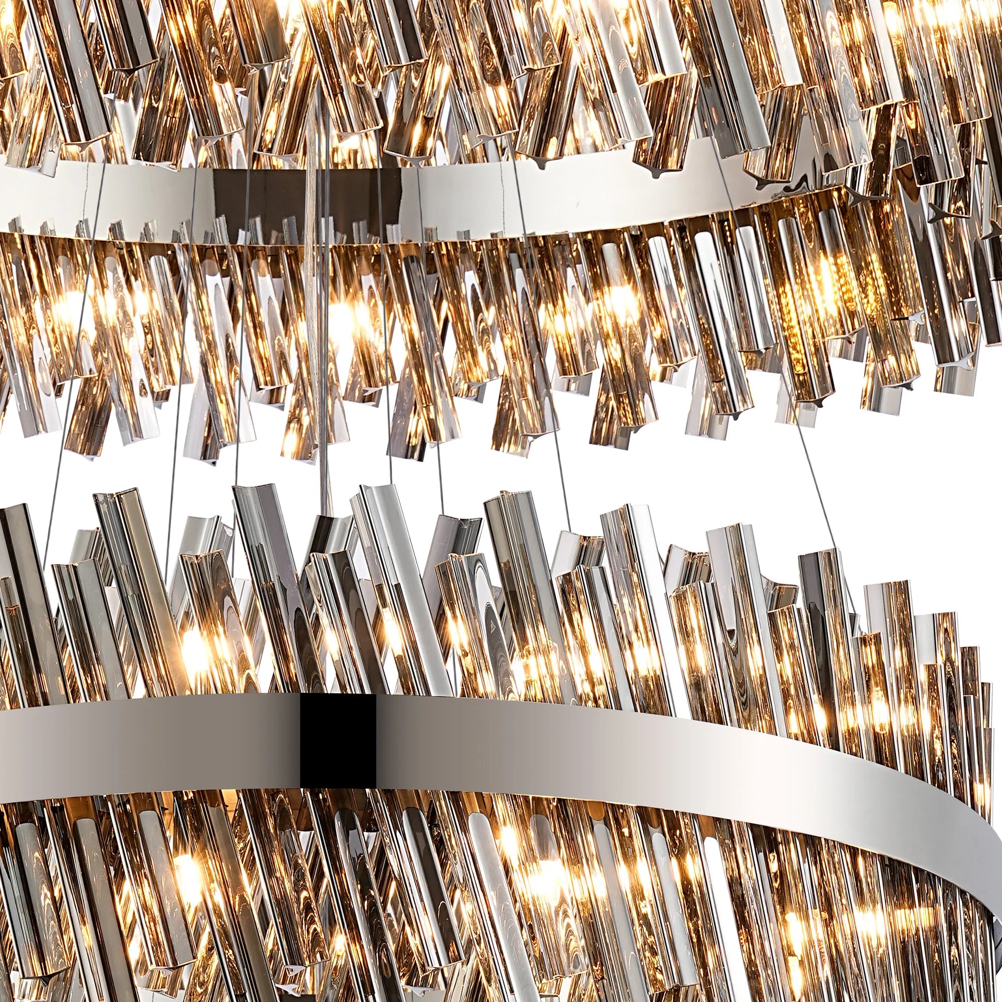 Farnley 5 Tier 1m Pendant 32 Light - Polished Nickel & Smoke