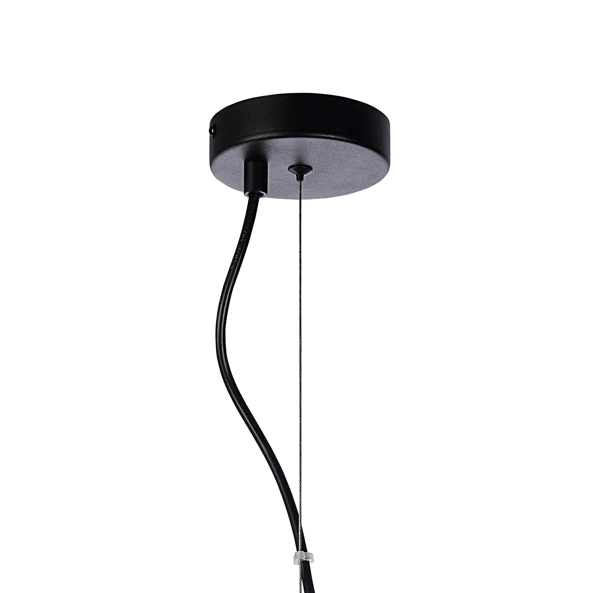 Farnley Pendant Round 6 Light - Satin Black & Amber Sculpted Glass
