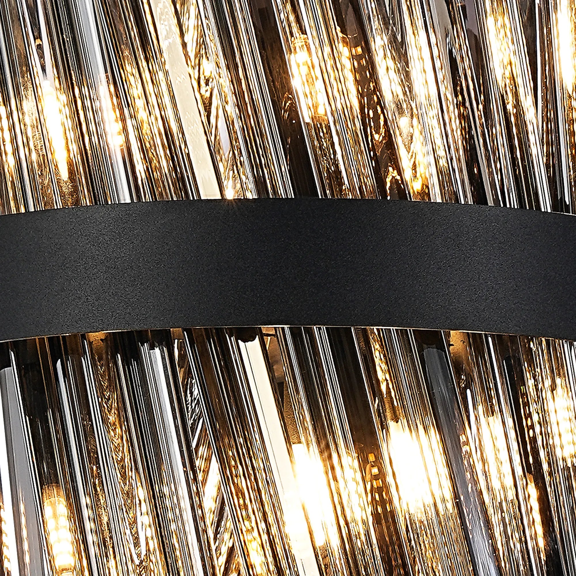 Farnley Pendant Round 6 Light - Satin Black & Smoke Sculpted Glass