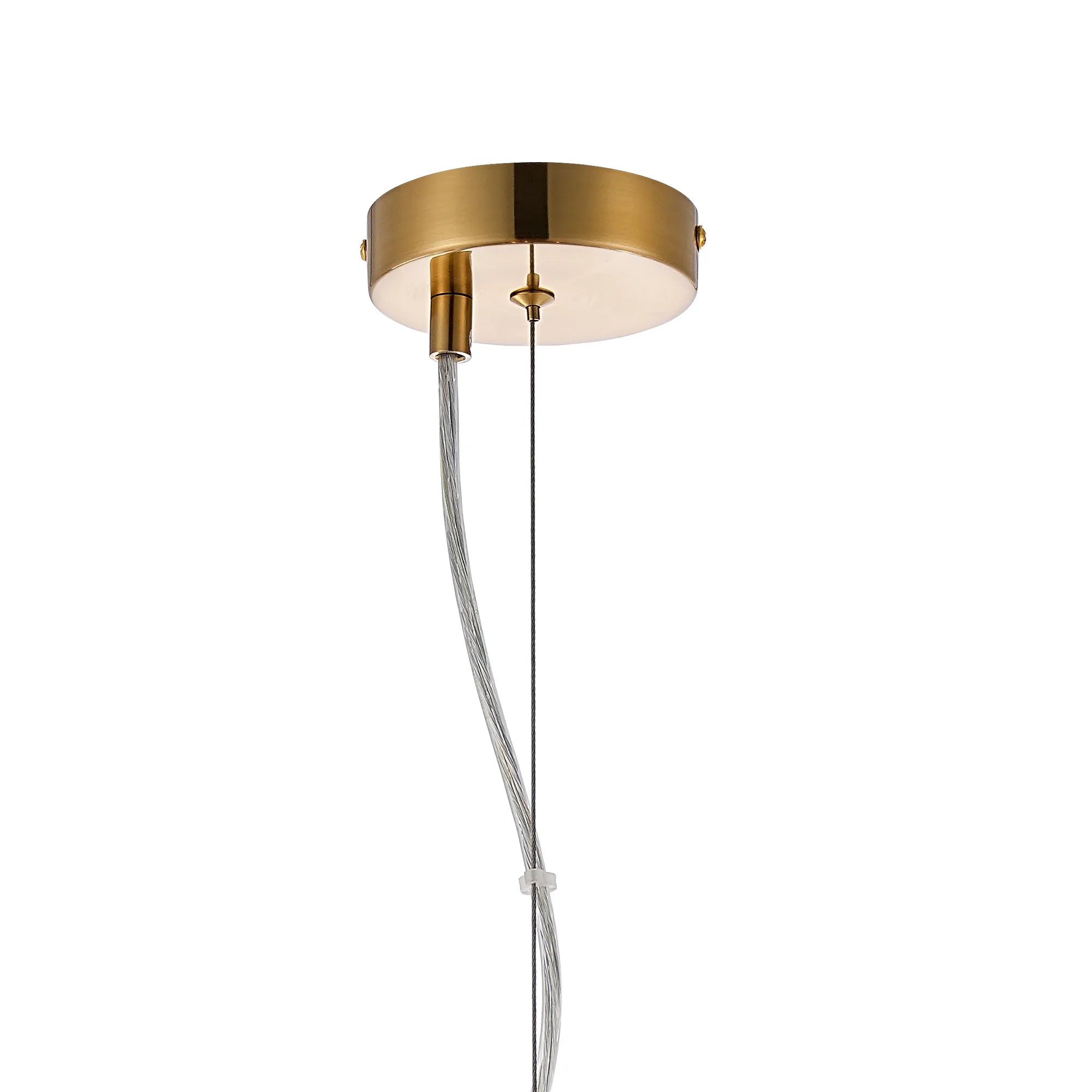 Farnley Pendant Round 6 Light - Brass & Amber Sculpted Glass
