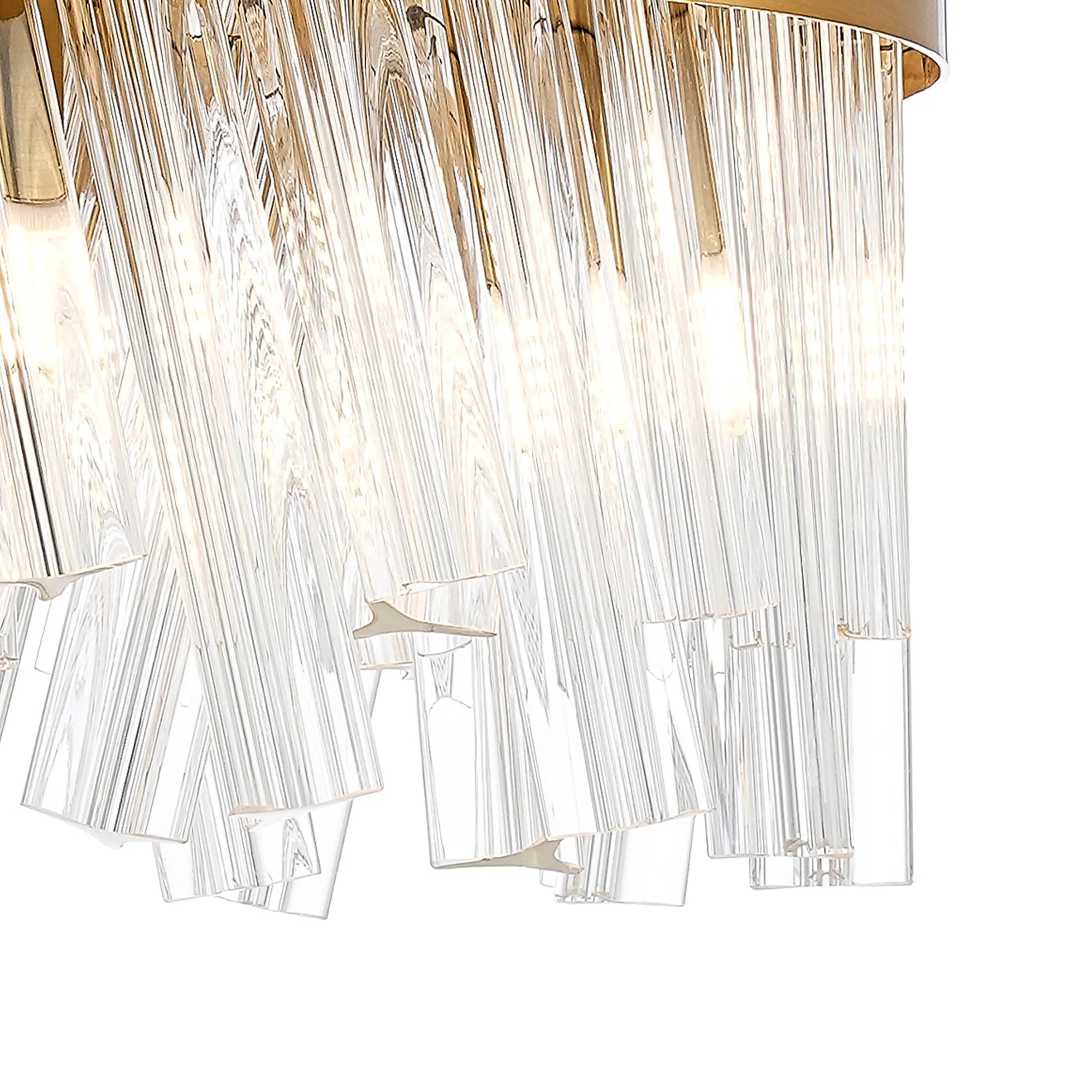 Farnley Pendant Round 6 Light - Brass & Clear Sculpted Glass