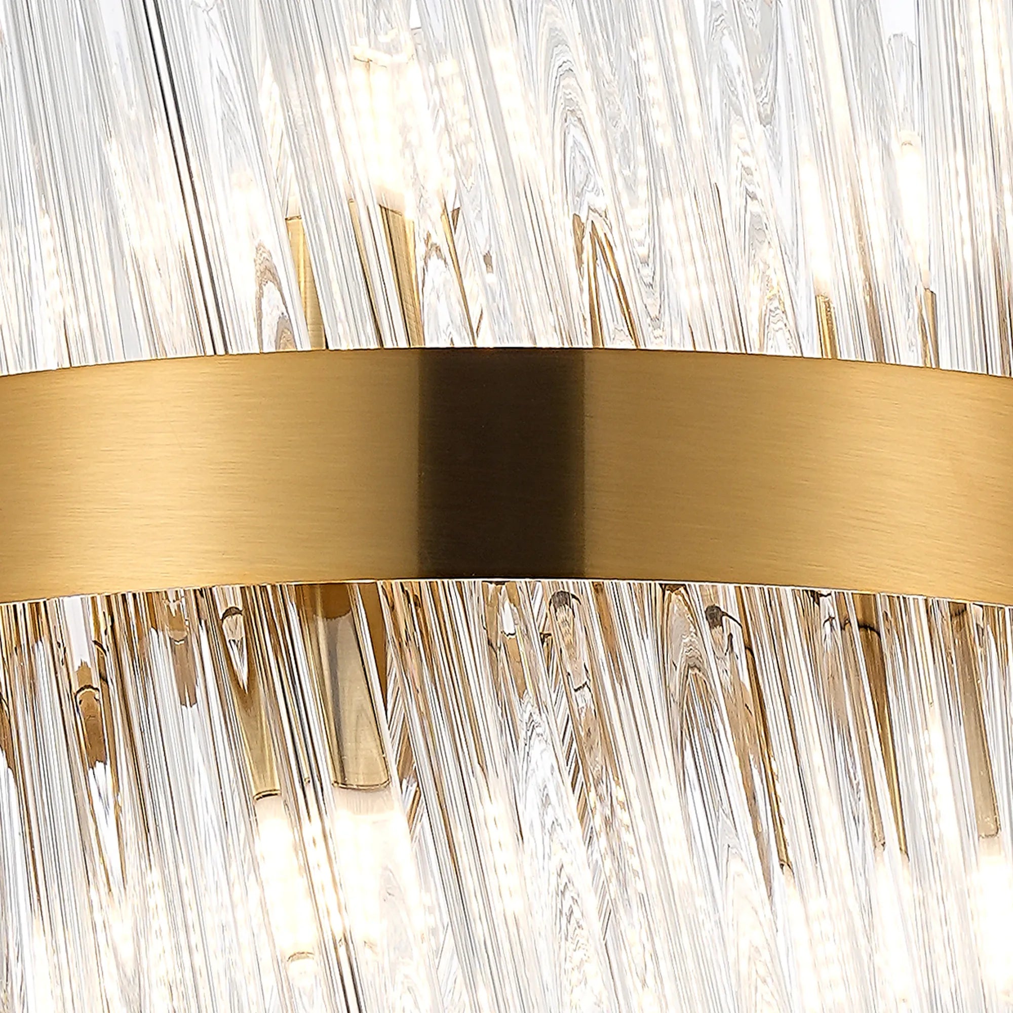 Farnley Pendant Round 6 Light - Brass & Clear Sculpted Glass