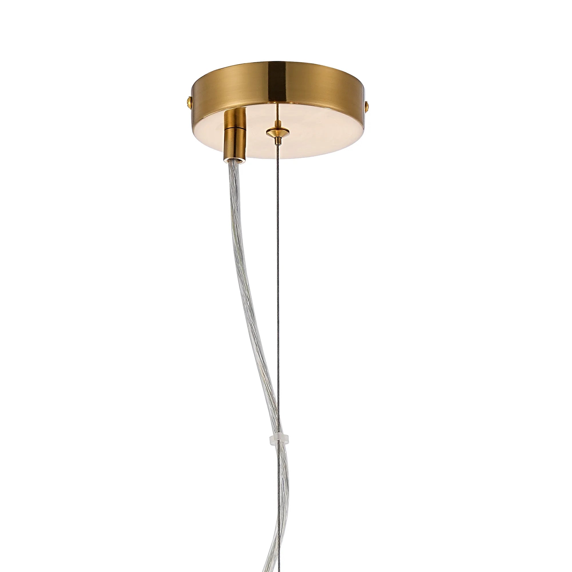 Farnley Pendant Round 6 Light - Brass & Smoke Sculpted Glass