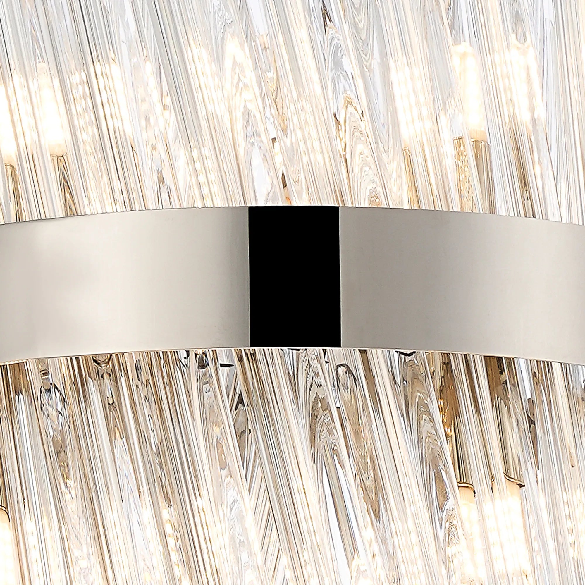 Farnley Pendant Round 6 Light - Polished Nickel & Clear Sculpted Glass