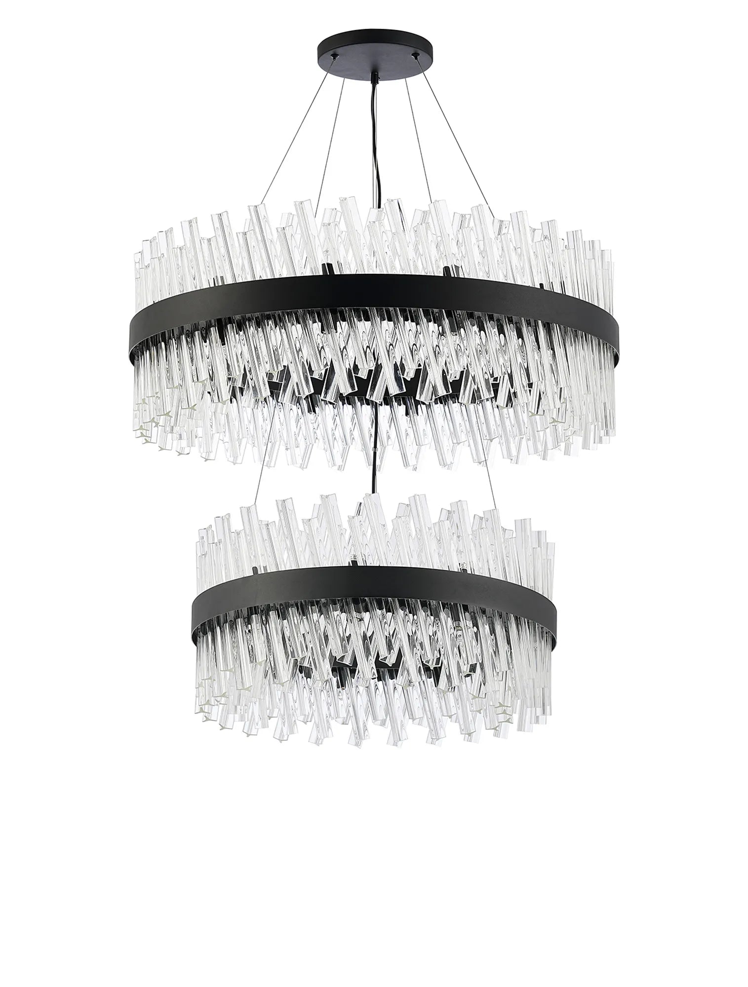 Farnley 2 Tier 80cm Pendant 24 Light - Satin Black & Clear