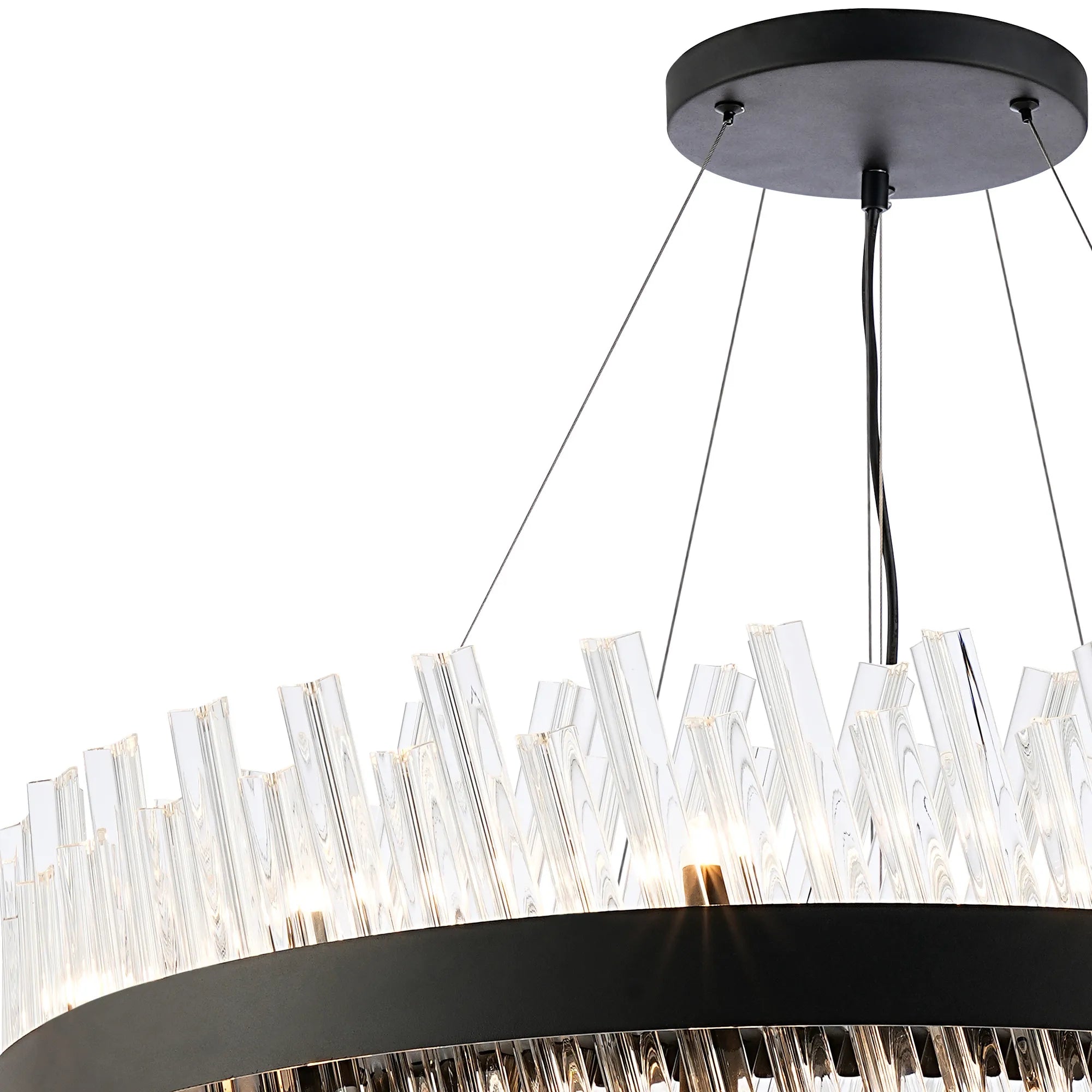 Farnley 2 Tier 80cm Pendant 24 Light - Satin Black & Clear