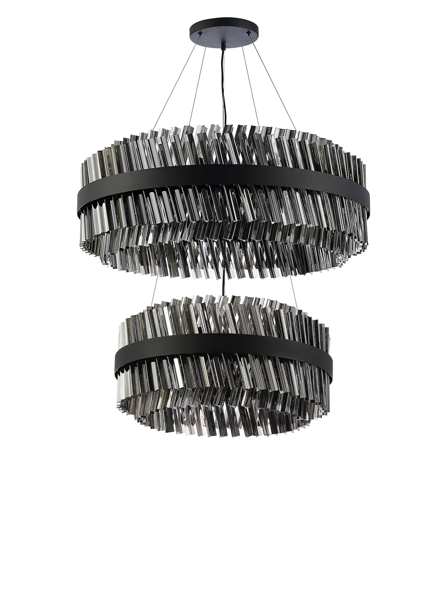 Farnley 2 Tier 80cm Pendant 24 Light - Satin Black & Smoke