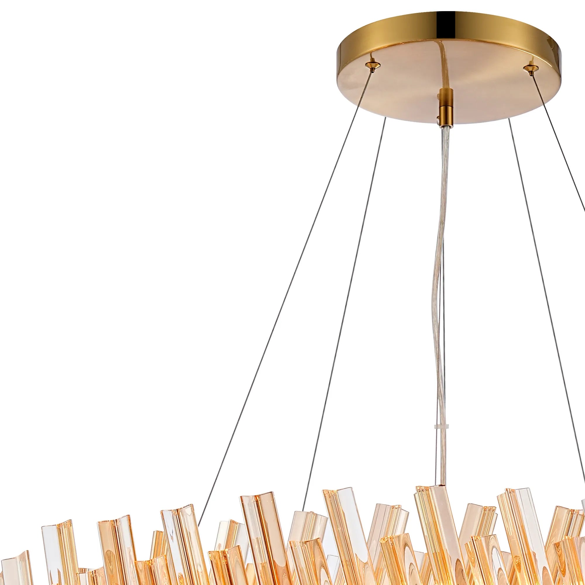 Farnley 2 Tier 80cm Pendant 24 Light - Brass & Amber
