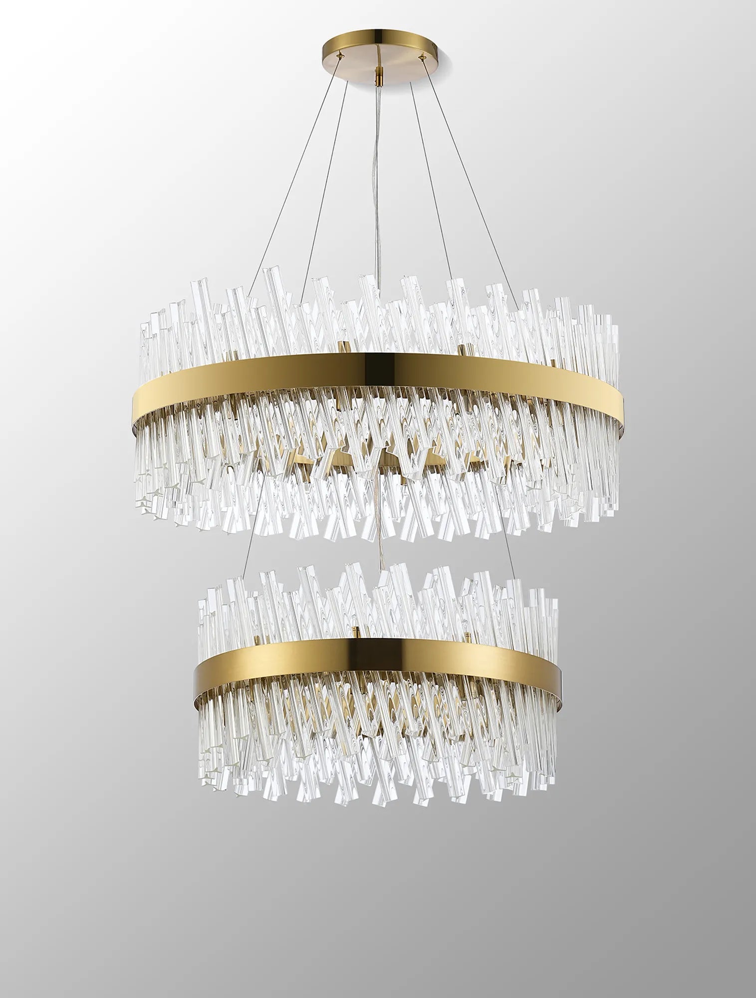Farnley 2 Tier 80cm Pendant 24 Light - Brass & Clear