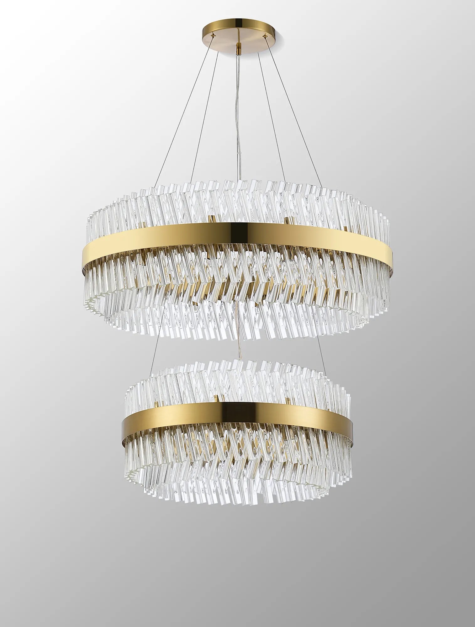 Farnley 2 Tier 80cm Pendant 24 Light - Brass & Clear