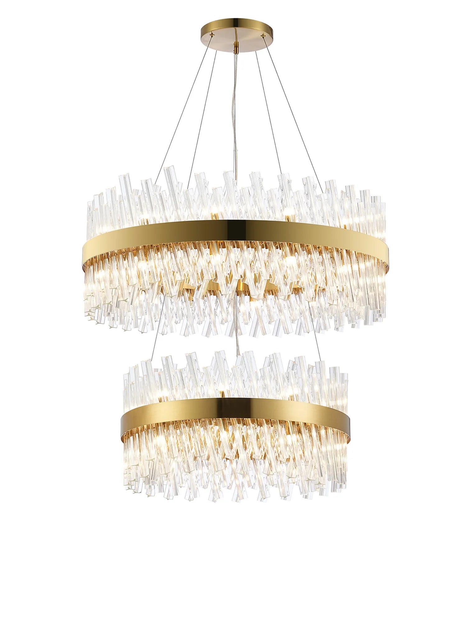 Farnley 2 Tier 80cm Pendant 24 Light - Brass & Clear