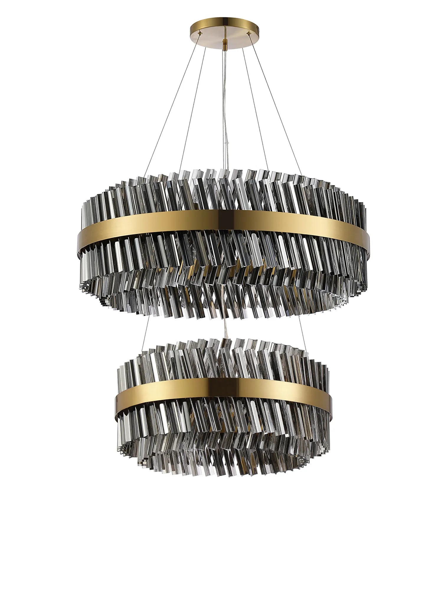 Farnley 2 Tier 80cm Pendant 24 Light - Brass & Smoke