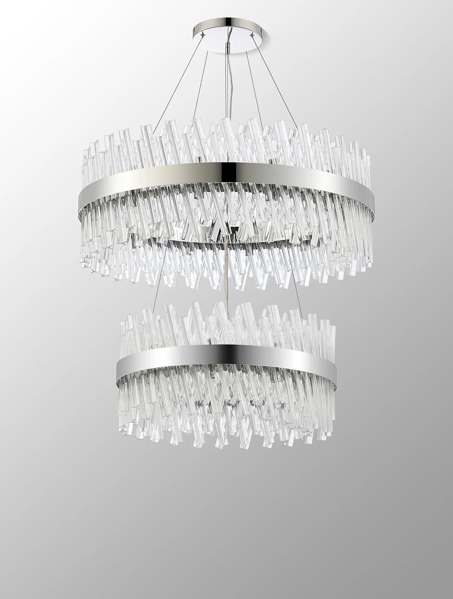 Farnley 2 Tier 80cm Pendant 24 Light - Polished Nickel & Clear
