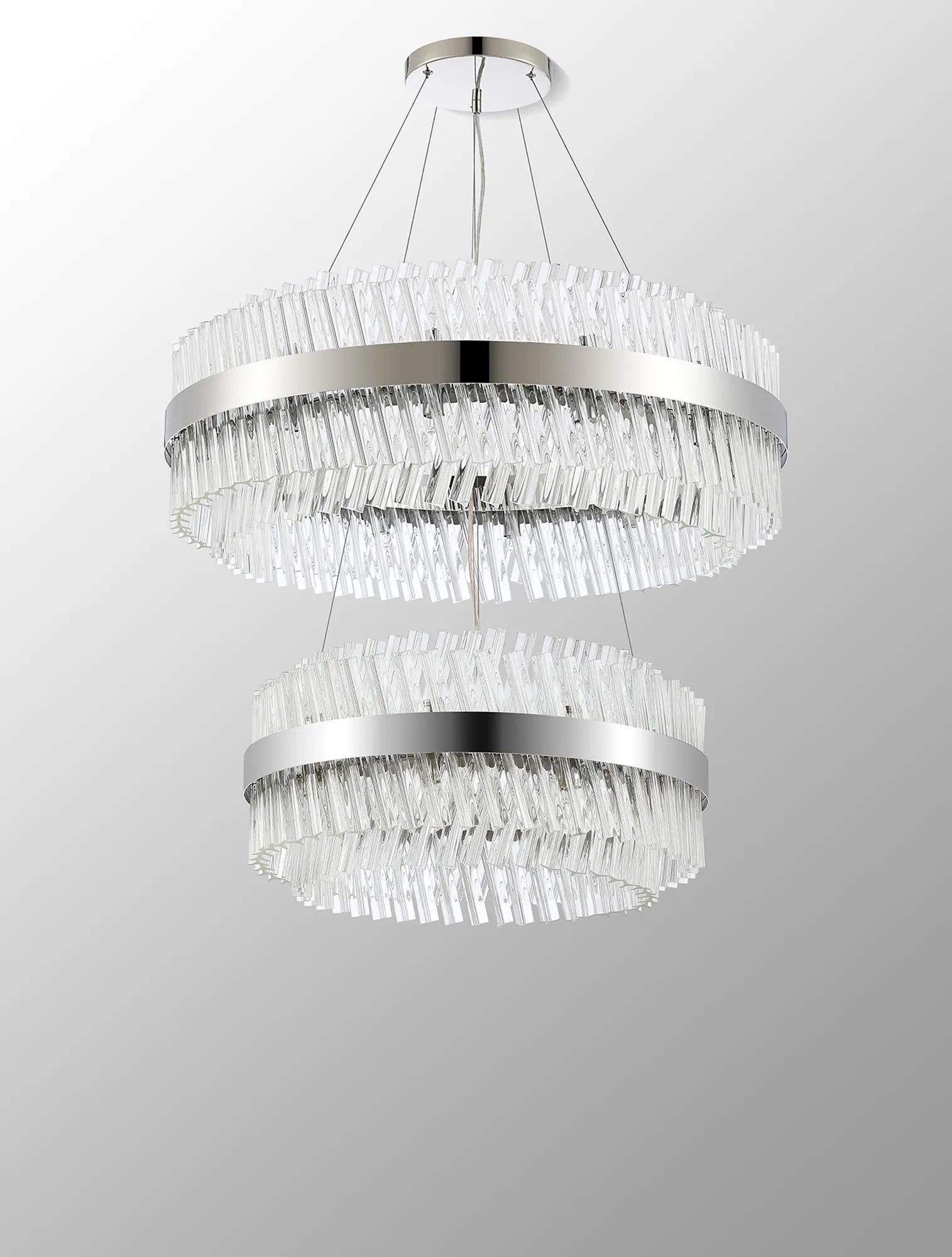 Farnley 2 Tier 80cm Pendant 24 Light - Polished Nickel & Clear