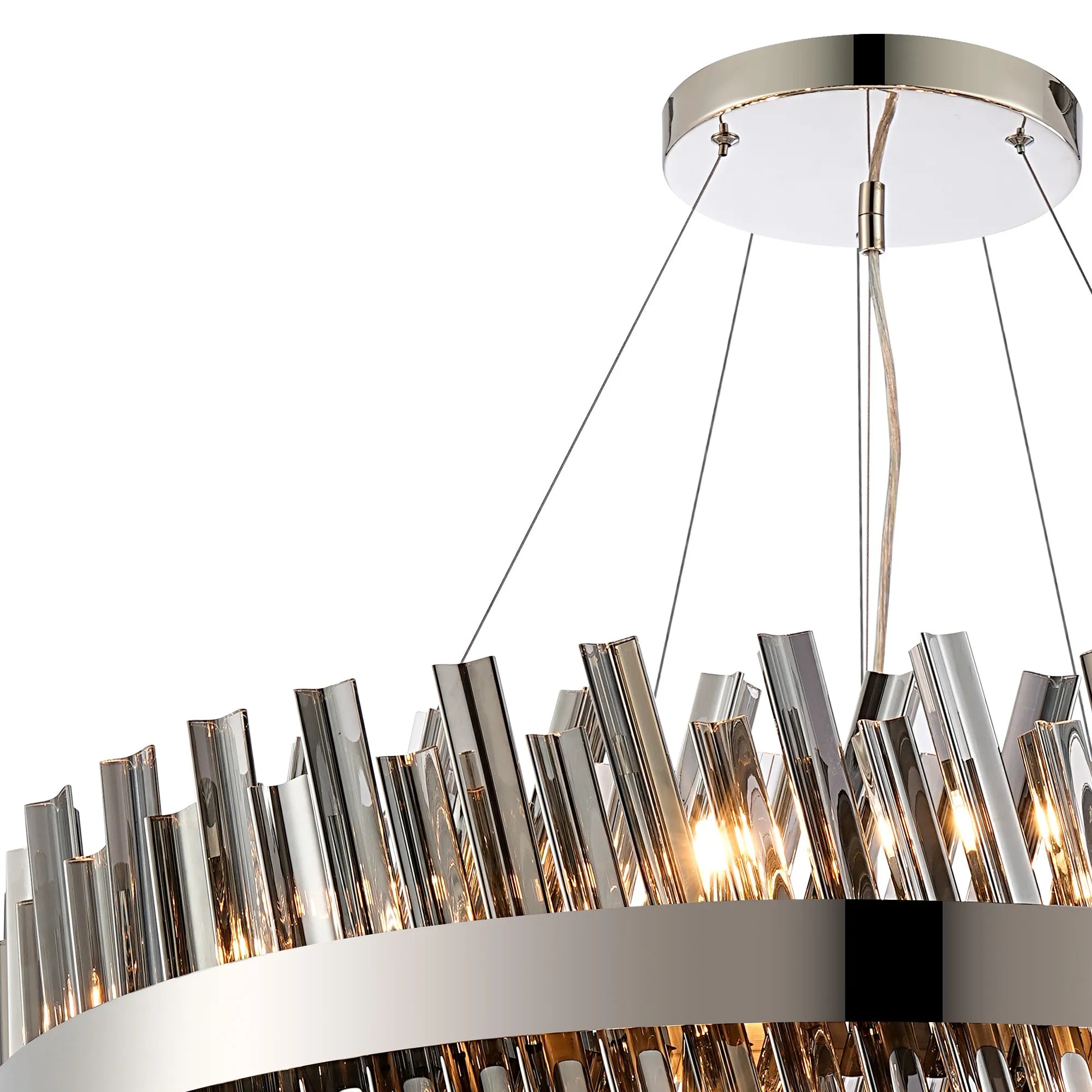 Farnley 2 Tier 80cm Pendant 24 Light - Polished Nickel & Smoke