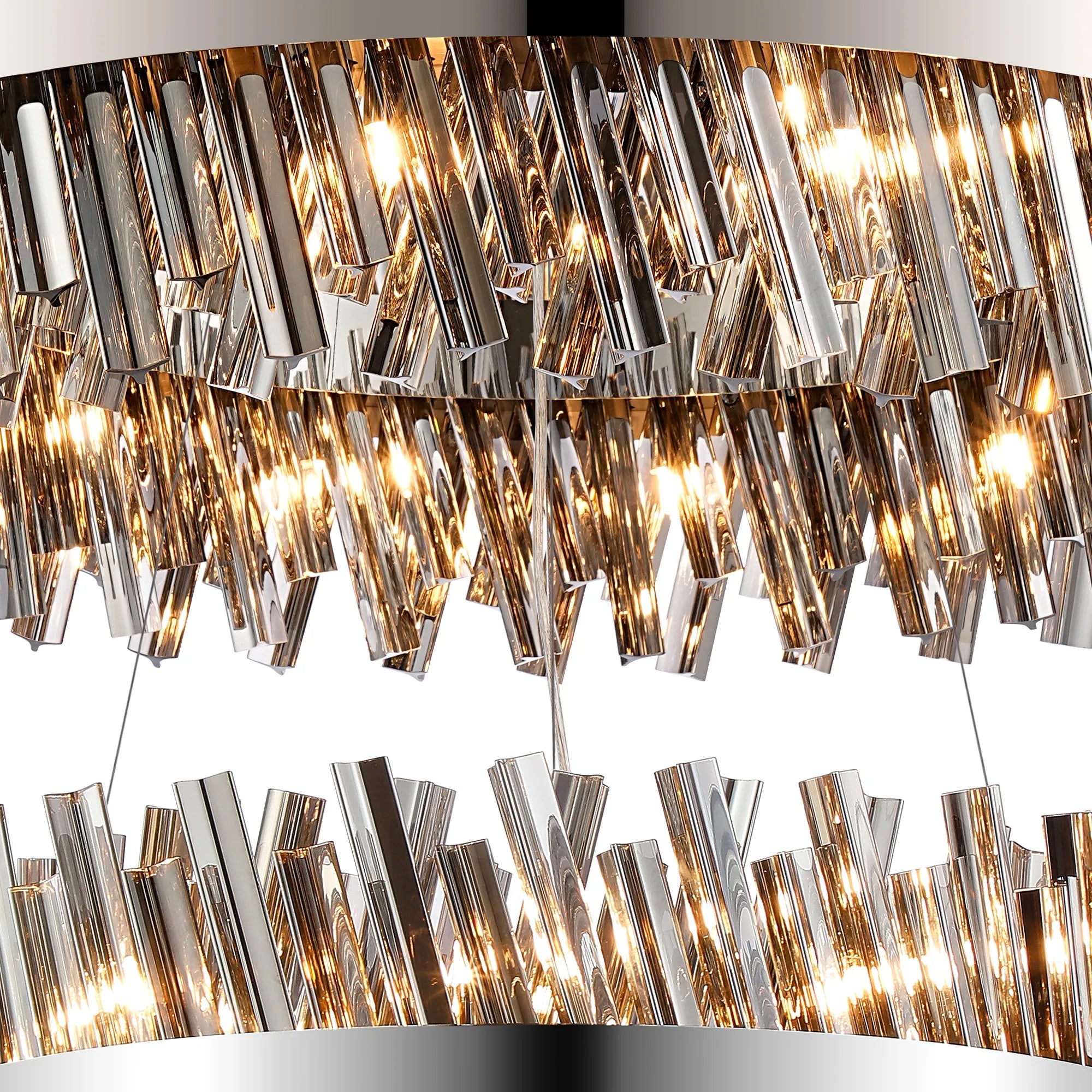Farnley 2 Tier 80cm Pendant 24 Light - Polished Nickel & Smoke