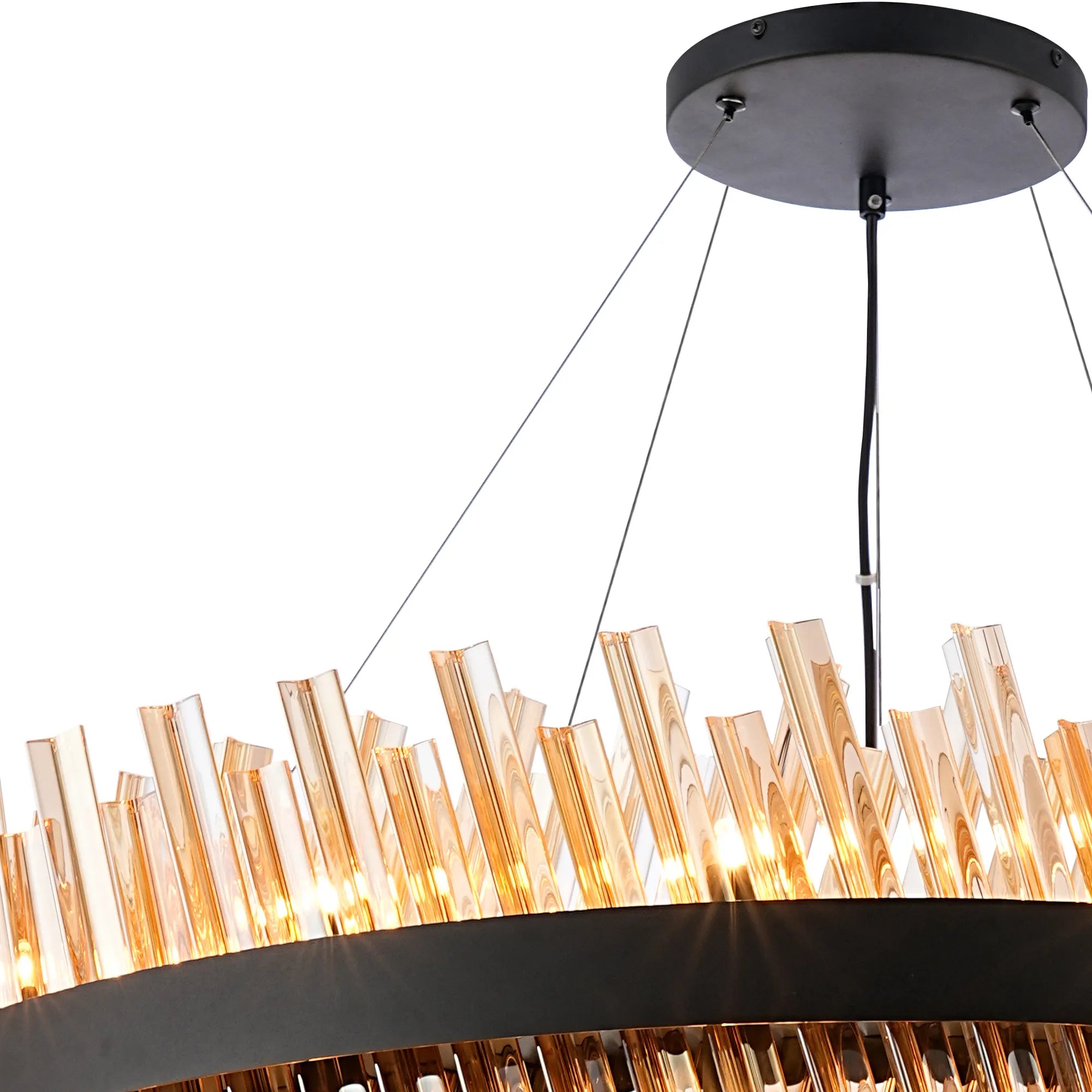Farnley 2 Tier 1m Pendant 32 Light - Satin Black & Amber