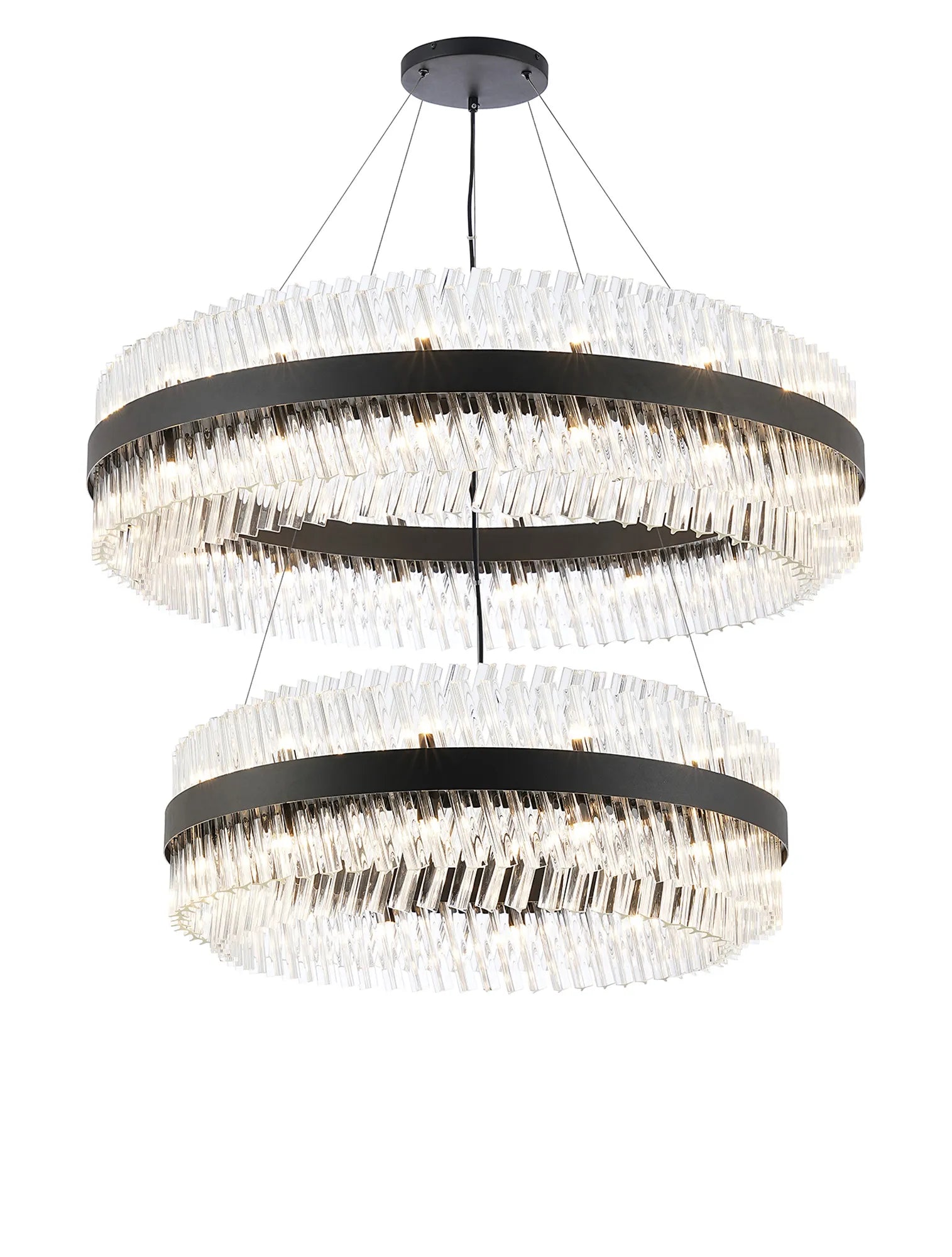 Farnley 2 Tier 1m Pendant 32 Light - Satin Black & Clear