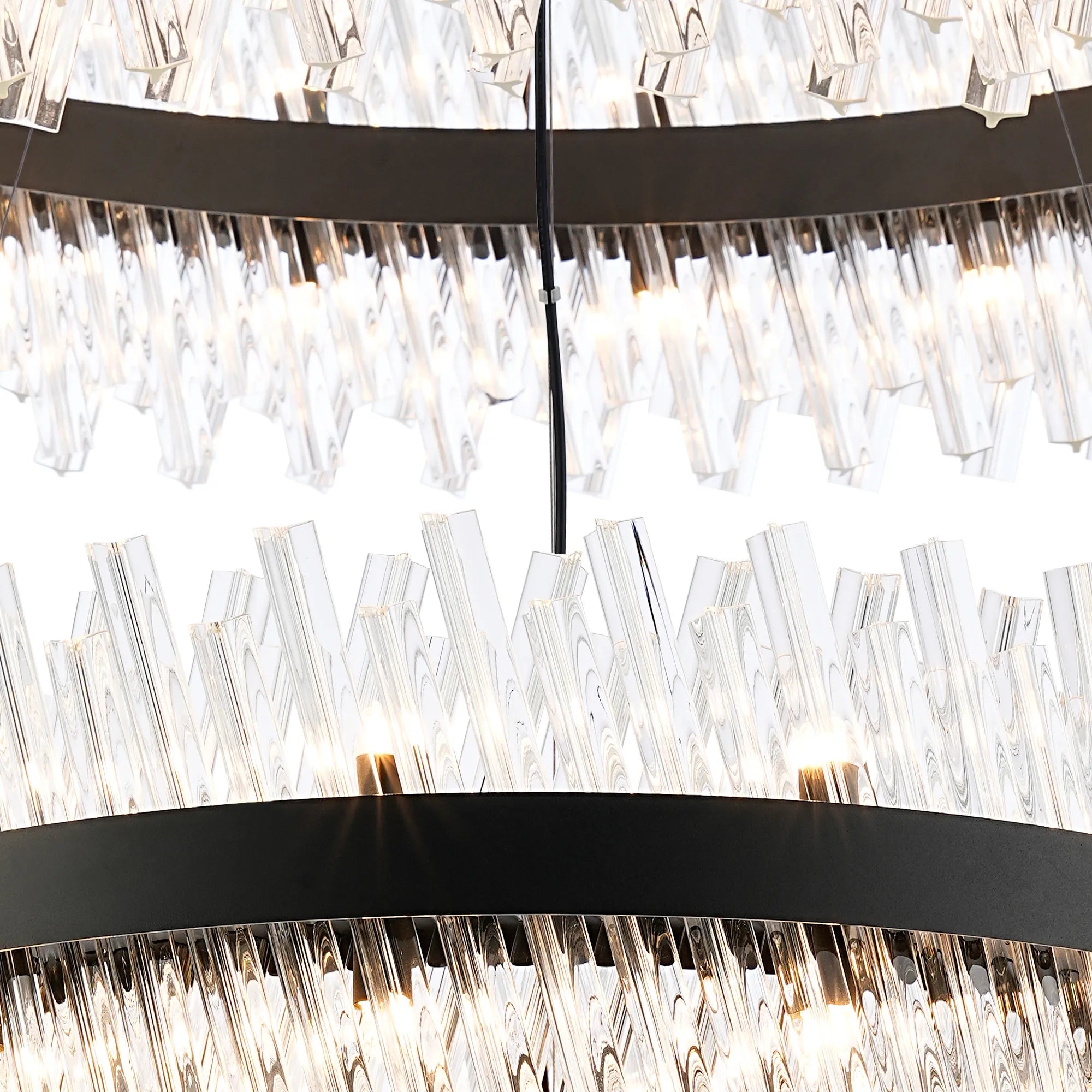 Farnley 2 Tier 1m Pendant 32 Light - Satin Black & Clear