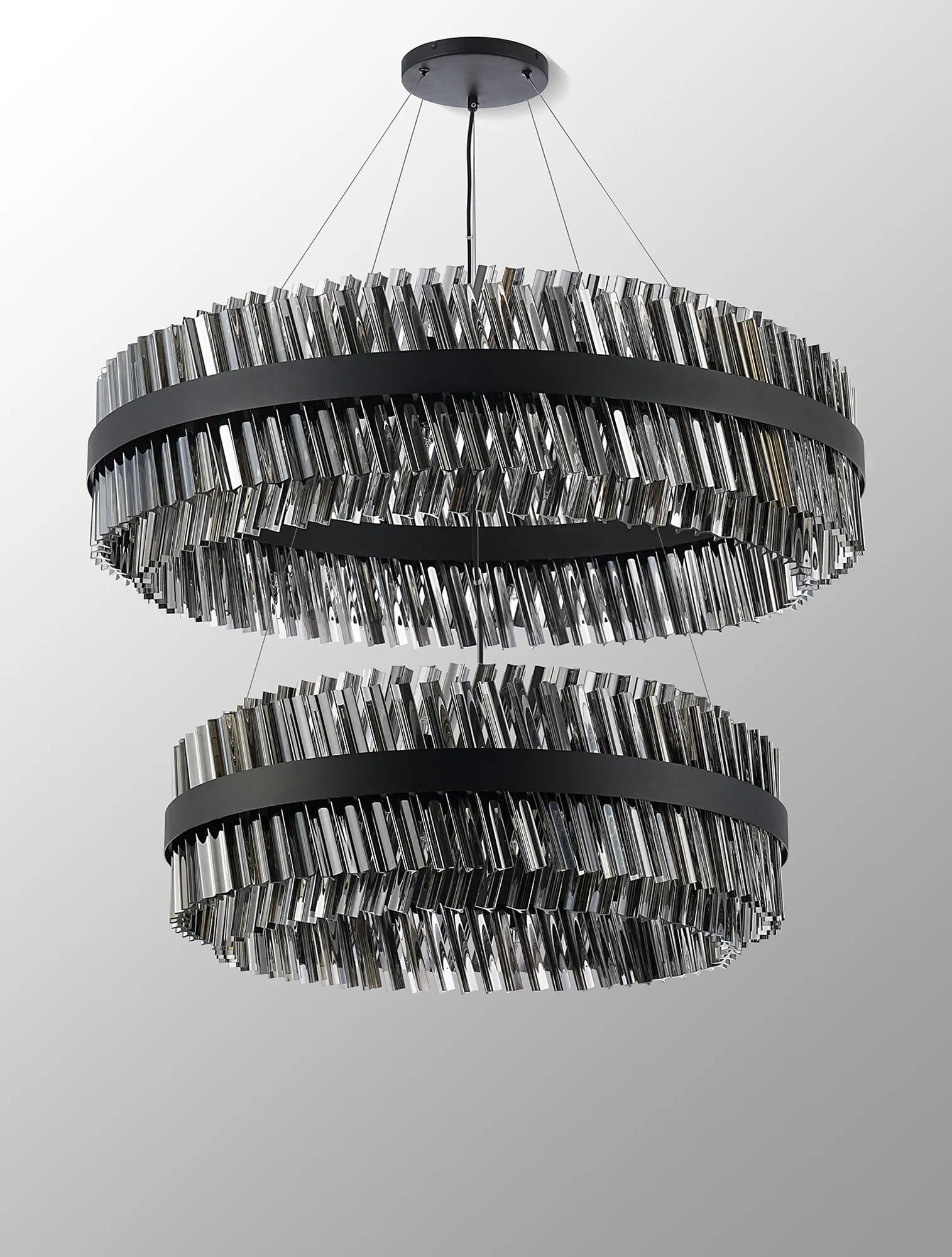 Farnley 2 Tier 1m Pendant 32 Light - Satin Black & Smoke