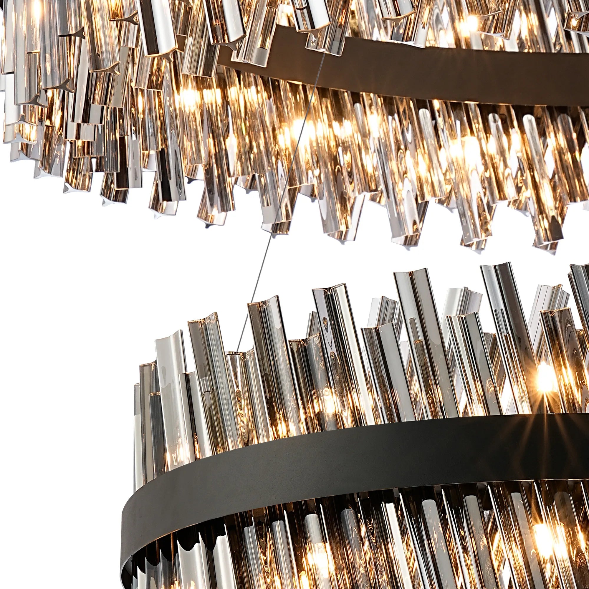 Farnley 2 Tier 1m Pendant 32 Light - Satin Black & Smoke