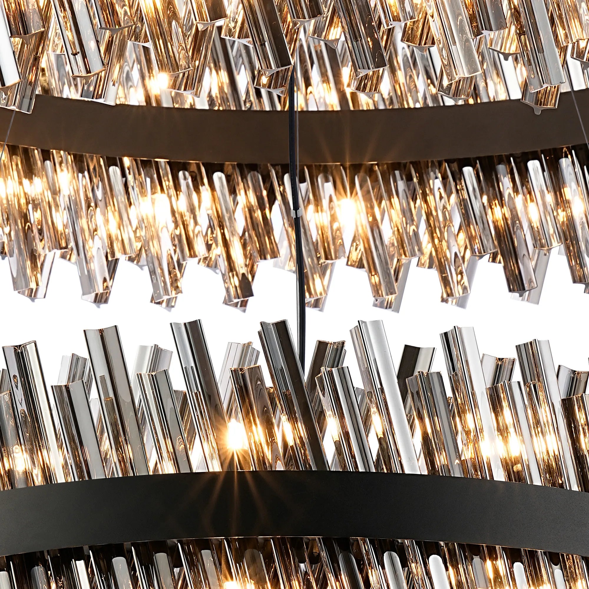 Farnley 2 Tier 1m Pendant 32 Light - Satin Black & Smoke