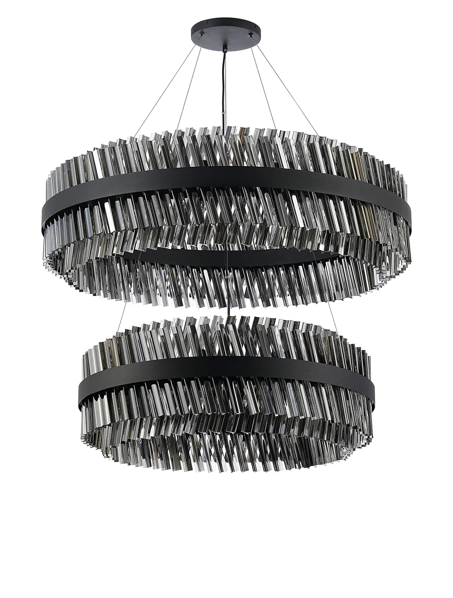 Farnley 2 Tier 1m Pendant 32 Light - Satin Black & Smoke