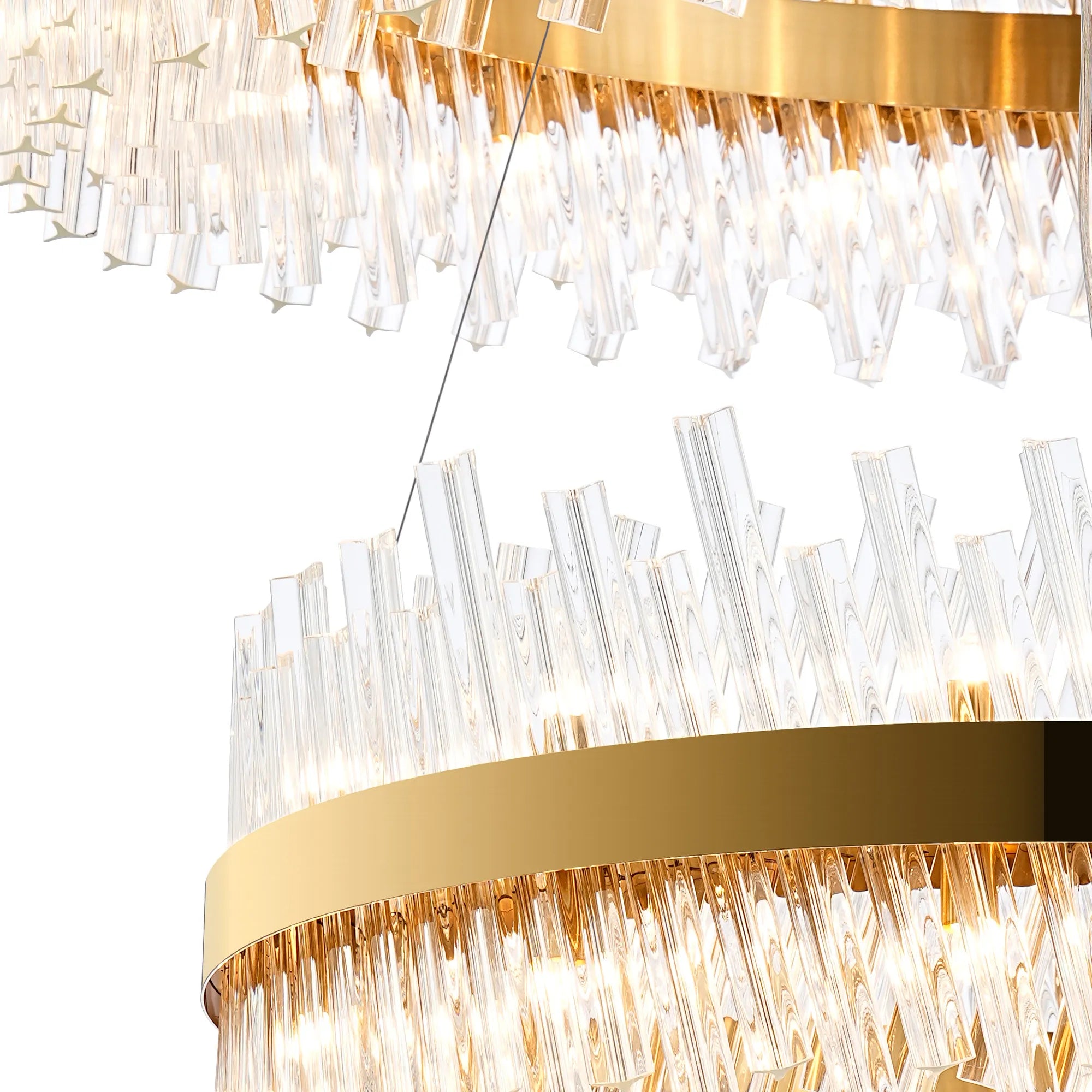 Farnley 2 Tier 1m Pendant 32 Light - Brass & Clear