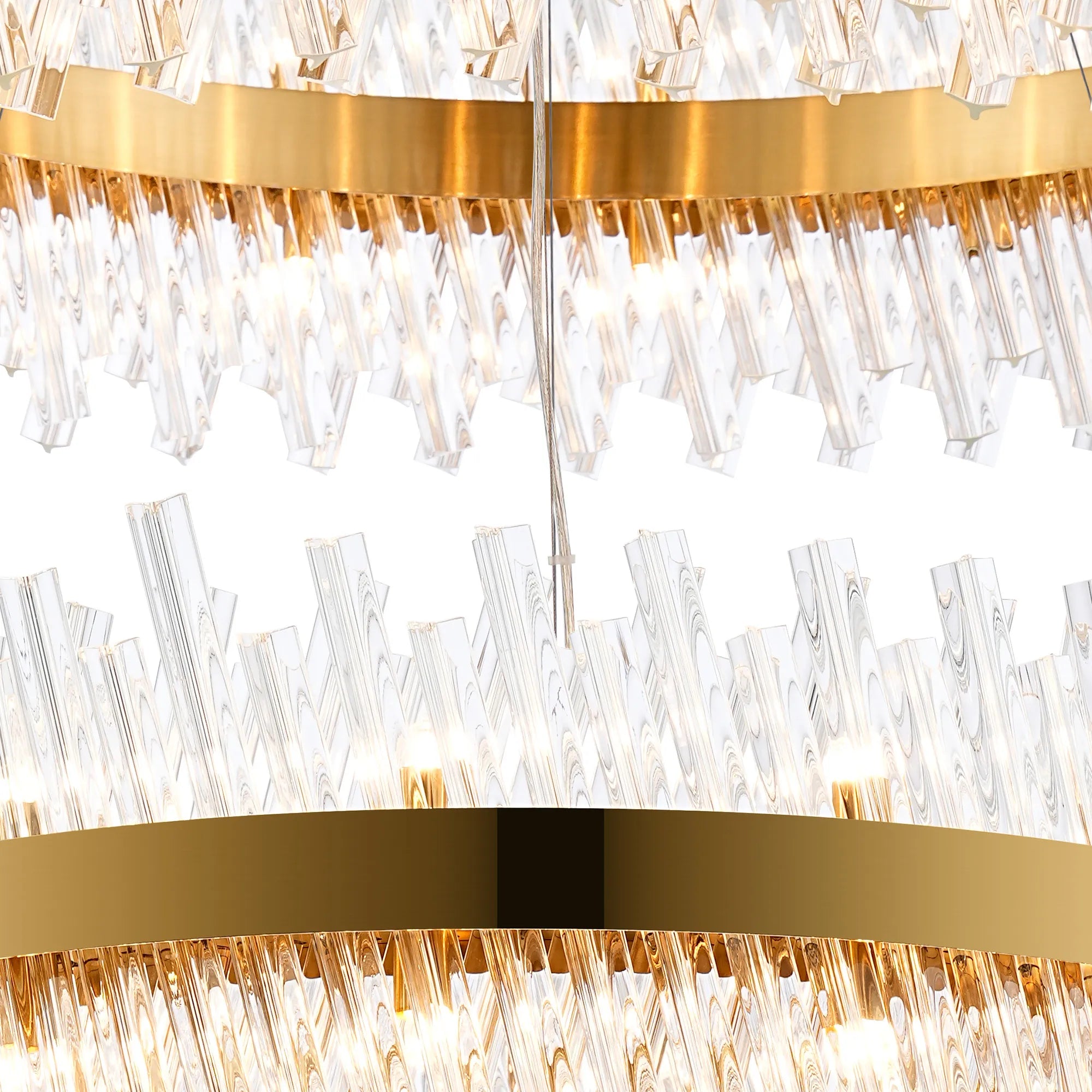 Farnley 2 Tier 1m Pendant 32 Light - Brass & Clear