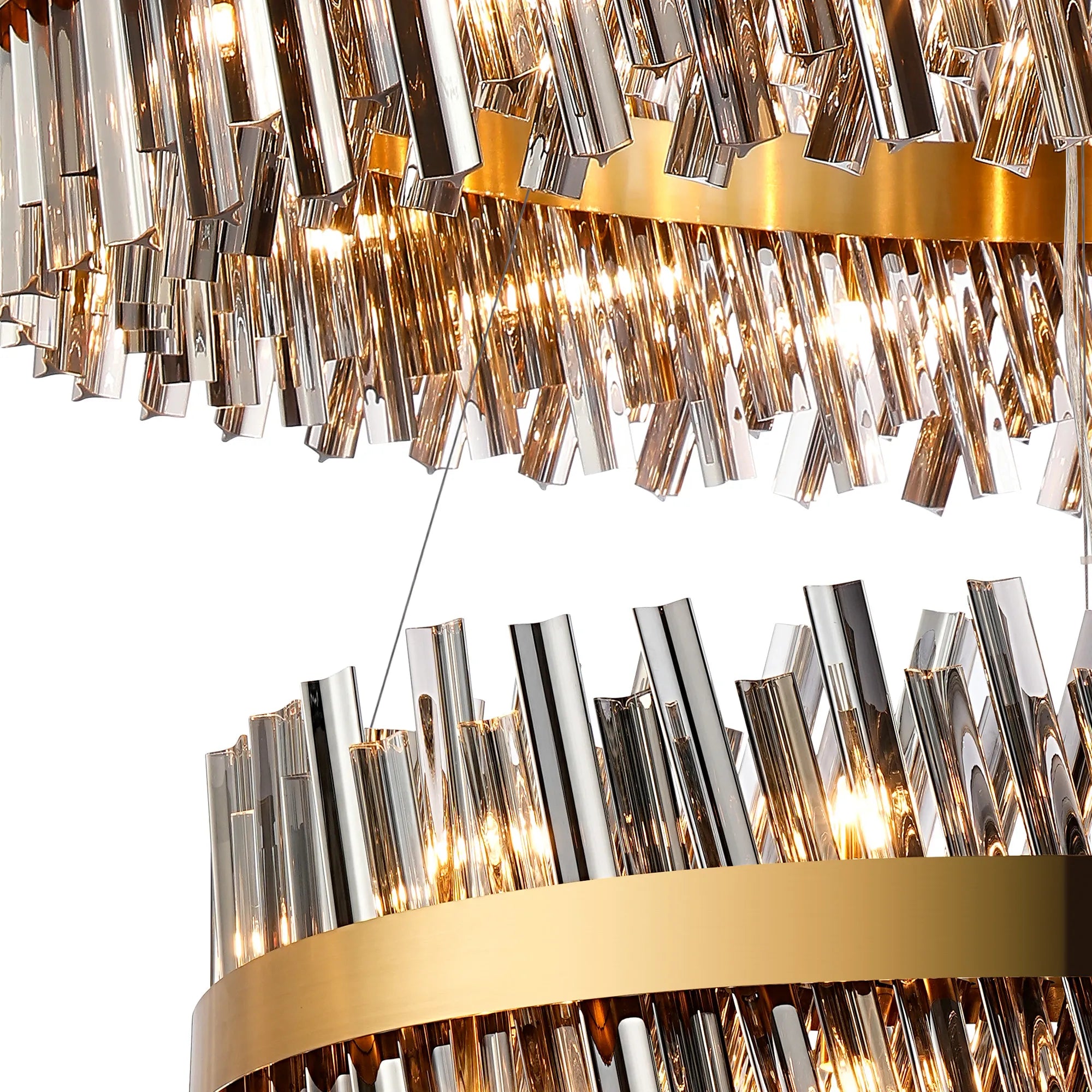 Farnley 2 Tier 1m Pendant 32 Light - Brass & Smoke