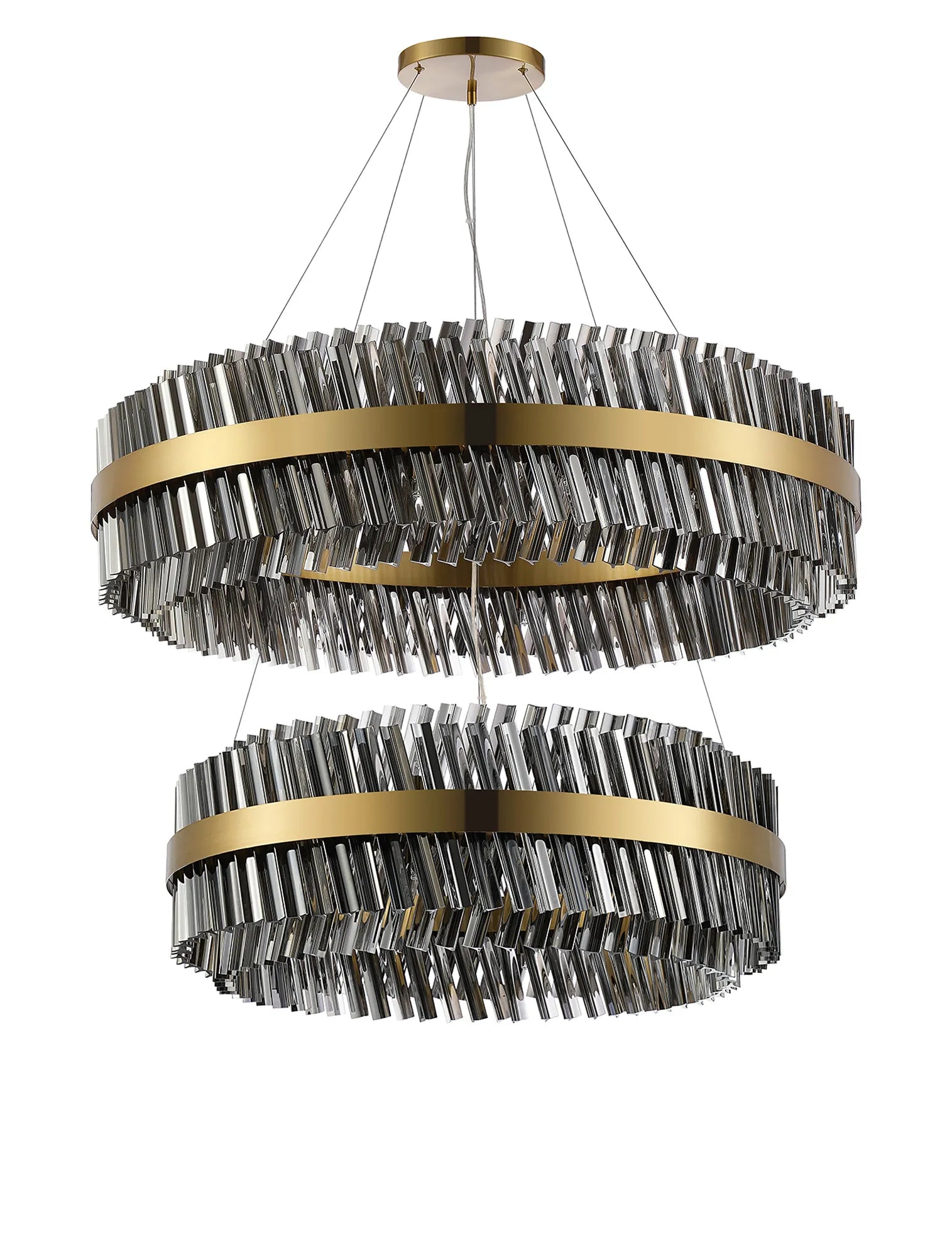 Farnley 2 Tier 1m Pendant 32 Light - Brass & Smoke