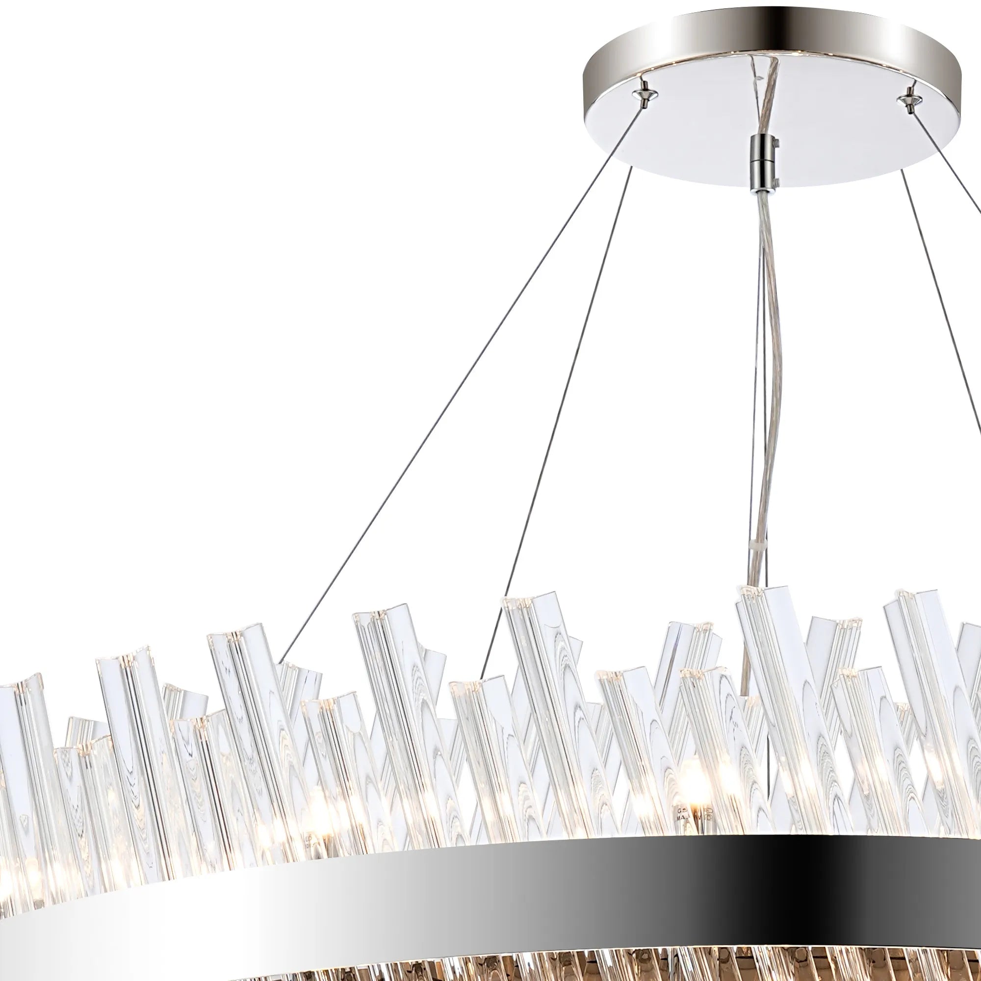 Farnley 2 Tier 1m Pendant 32 Light - Polished Nickel & Clear