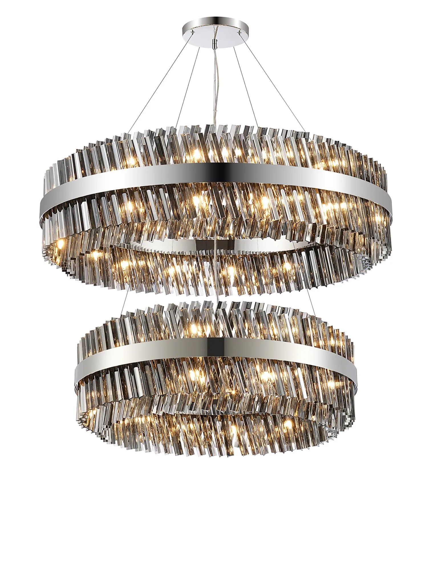 Farnley 2 Tier 1m Pendant 32 Light - Polished Nickel & Smoke