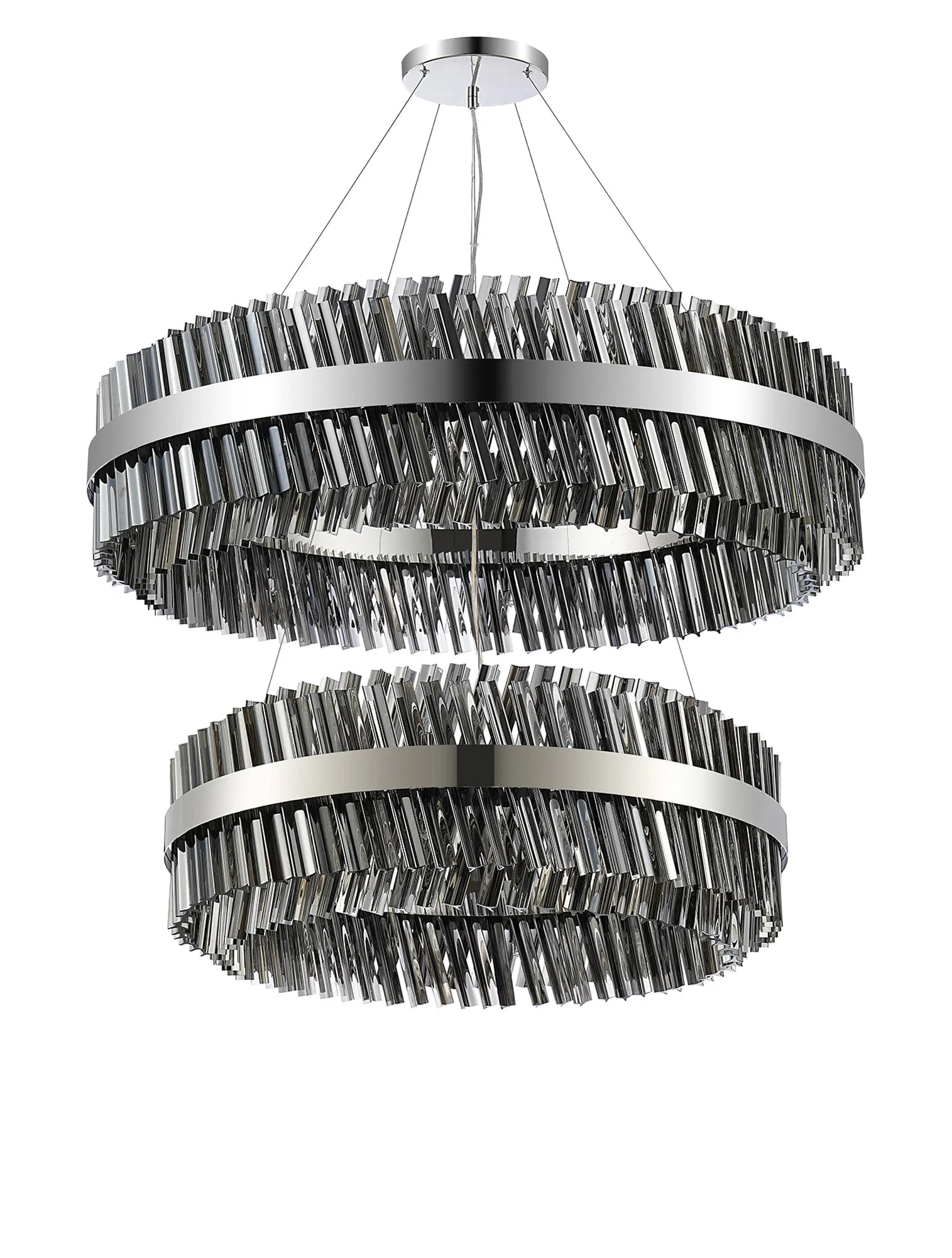 Farnley 2 Tier 1m Pendant 32 Light - Polished Nickel & Smoke