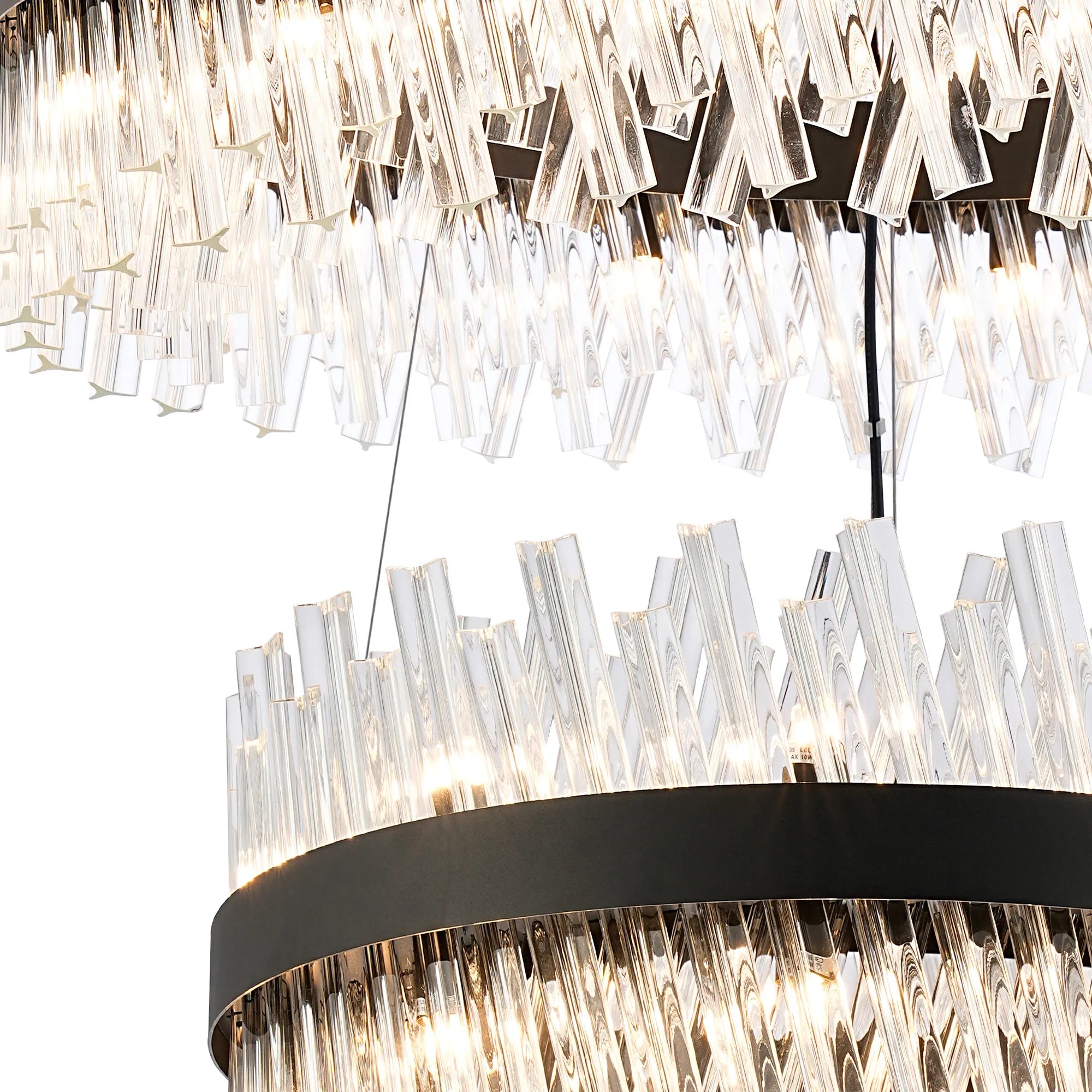 Farnley 3 Tier 1m Pendant 32 Light - Satin Black & Clear