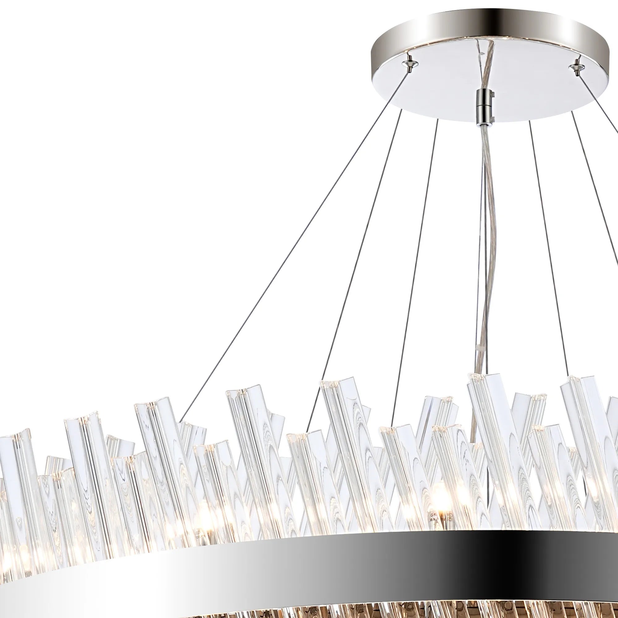 Farnley 3 Tier 1m Pendant 32 Light - Polished Nickel & Clear