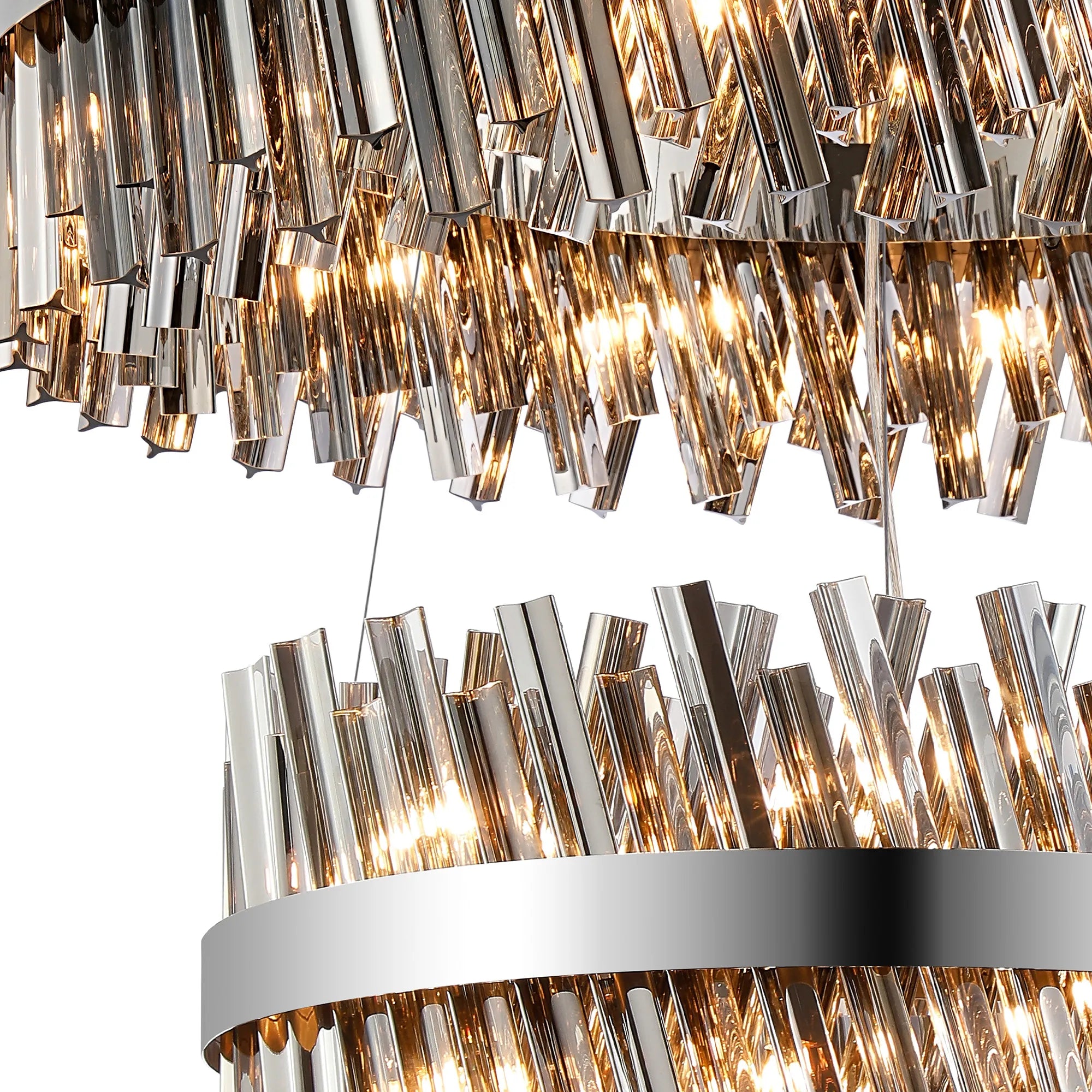 Farnley 3 Tier 1m Pendant 32 Light - Polished Nickel & Smoke