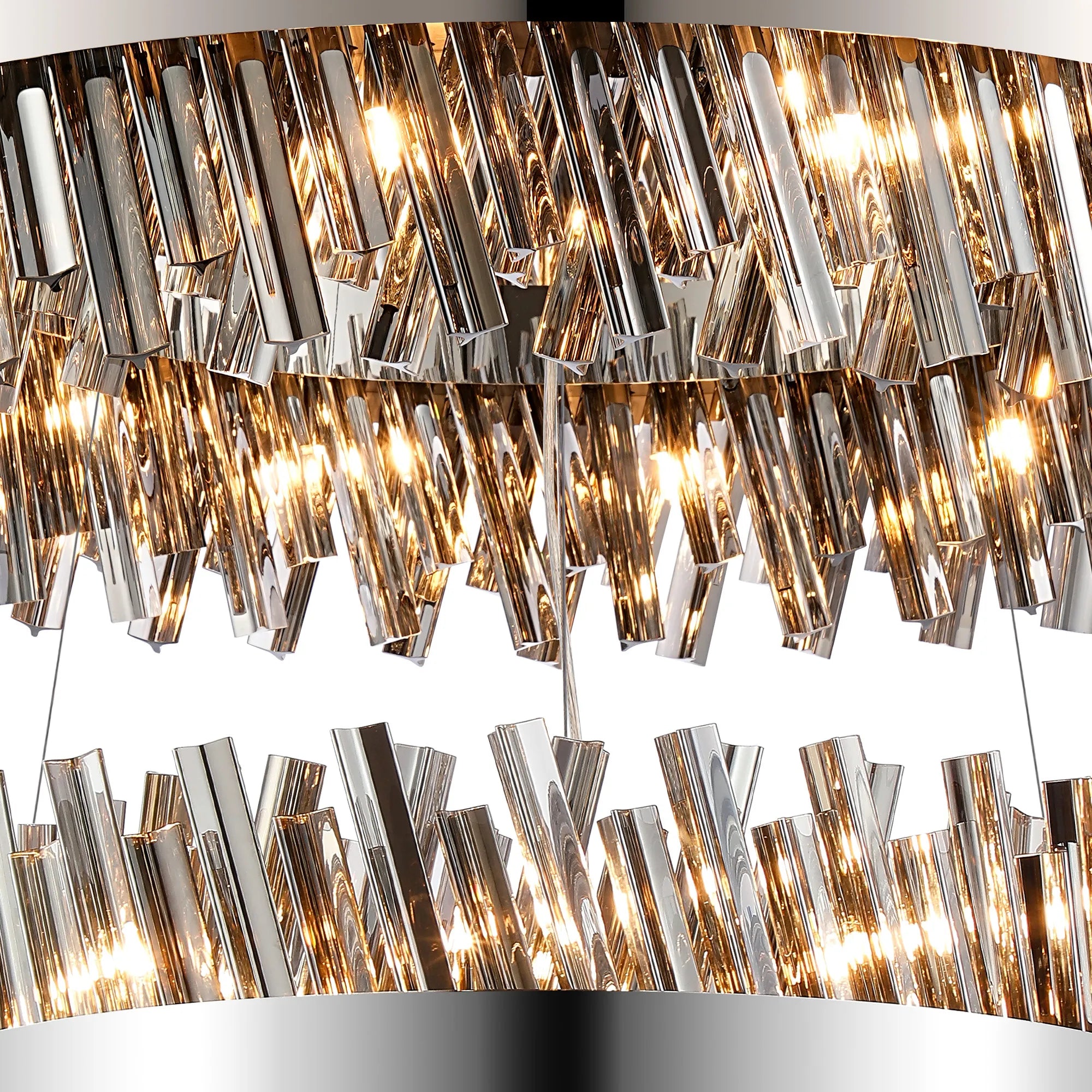 Farnley 3 Tier 1m Pendant 32 Light - Polished Nickel & Smoke