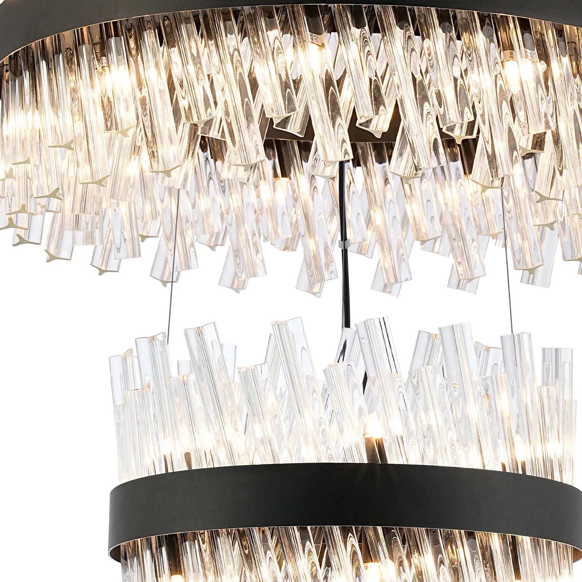 Farnley 4 Tier 1m Pendant 32 Light - Satin Black & Clear