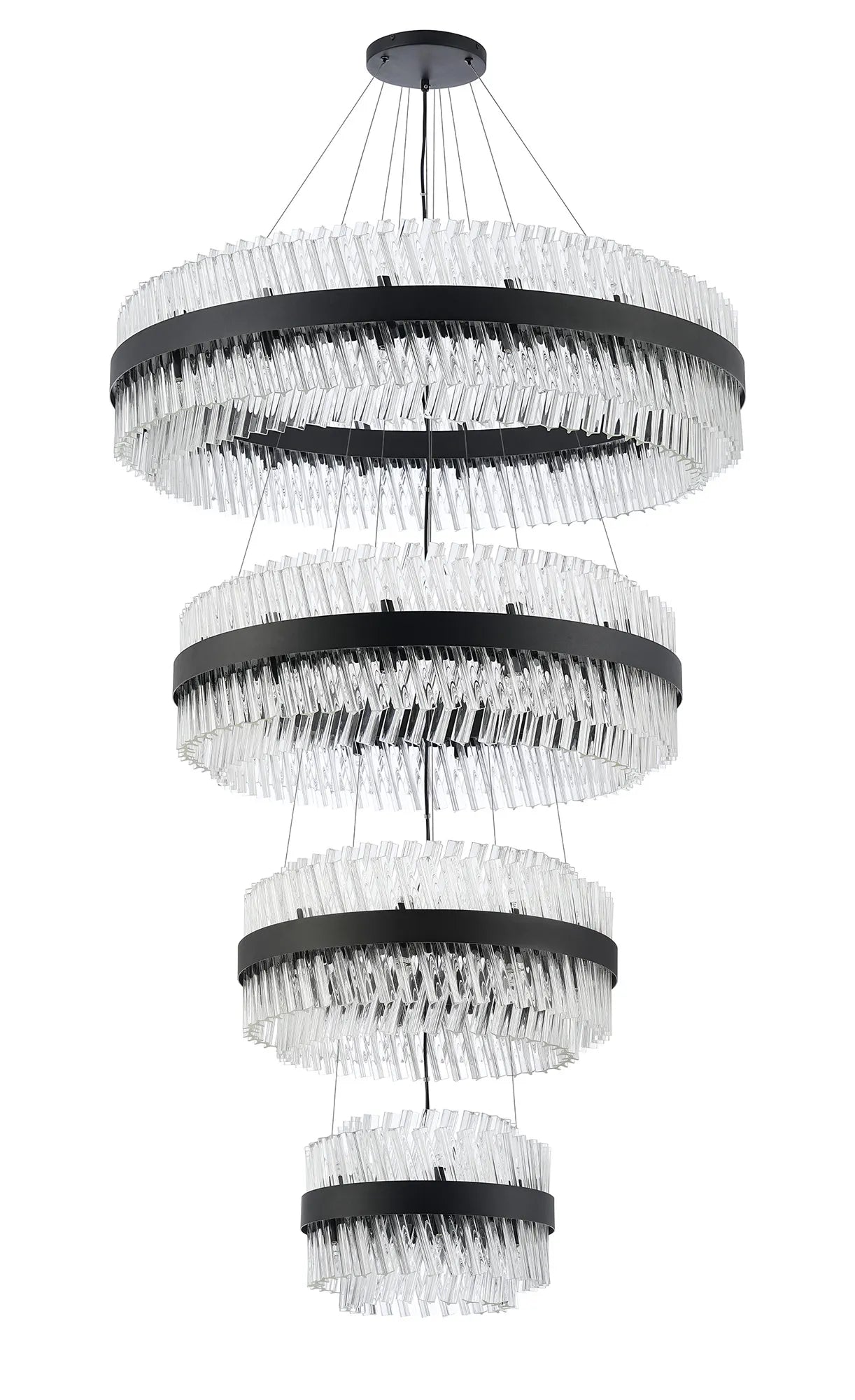 Farnley 4 Tier 1m Pendant 32 Light - Satin Black & Clear