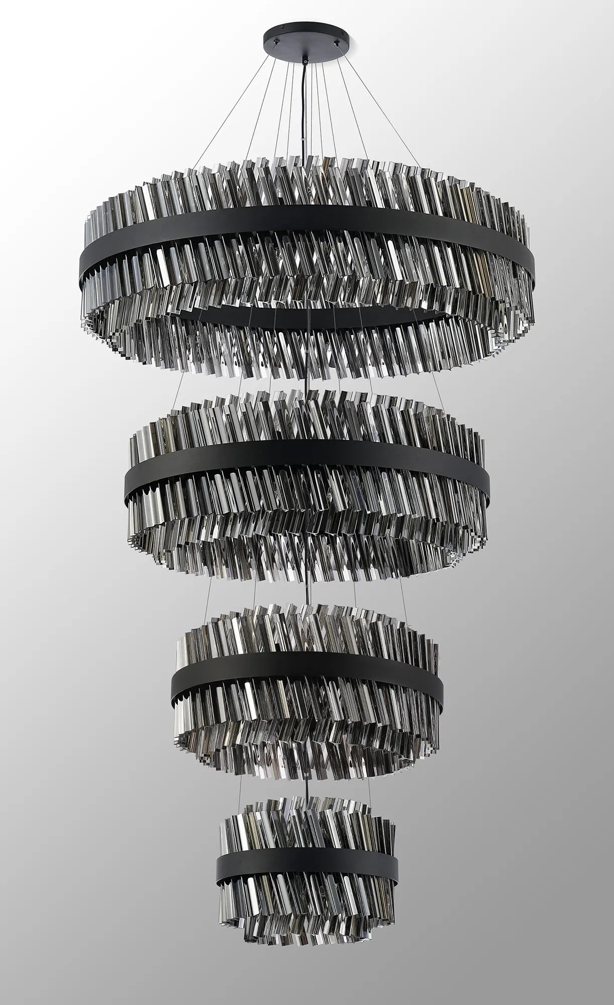 Farnley 4 Tier 1m Pendant 32 Light - Satin Black & Smoke