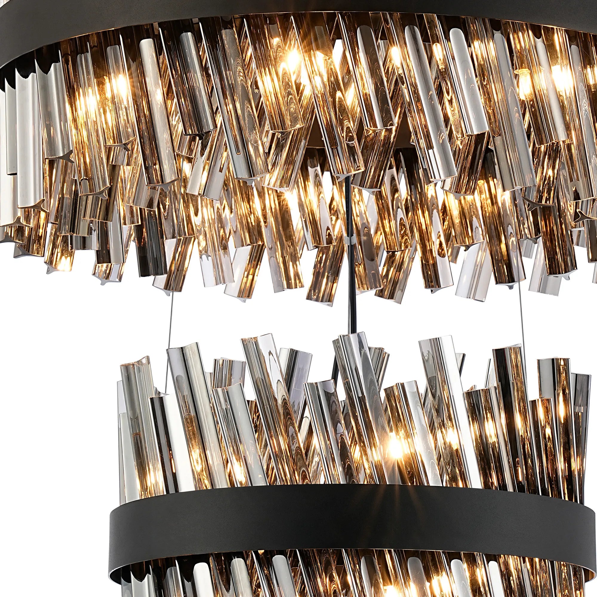 Farnley 4 Tier 1m Pendant 32 Light - Satin Black & Smoke