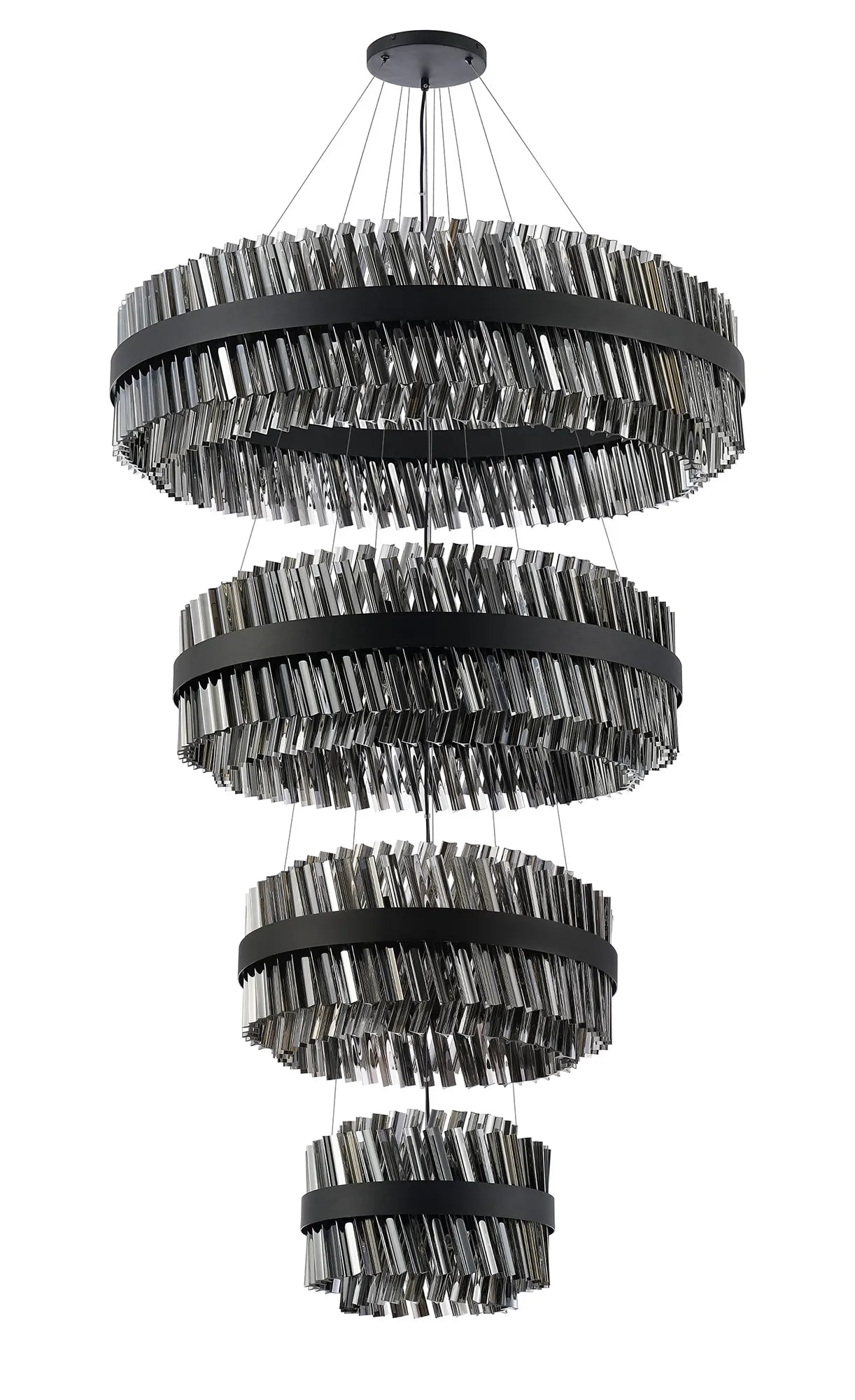 Farnley 4 Tier 1m Pendant 32 Light - Satin Black & Smoke