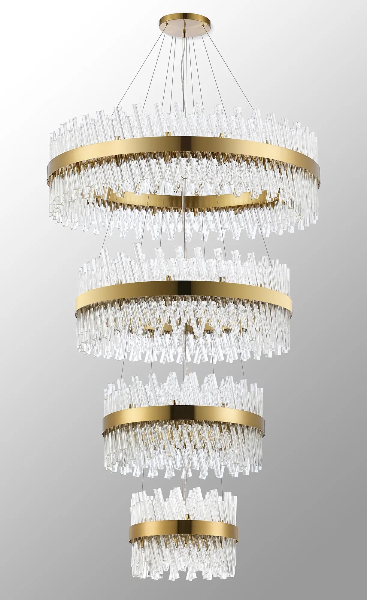 Farnley 4 Tier 1m Pendant 32 Light - Brass & Clear