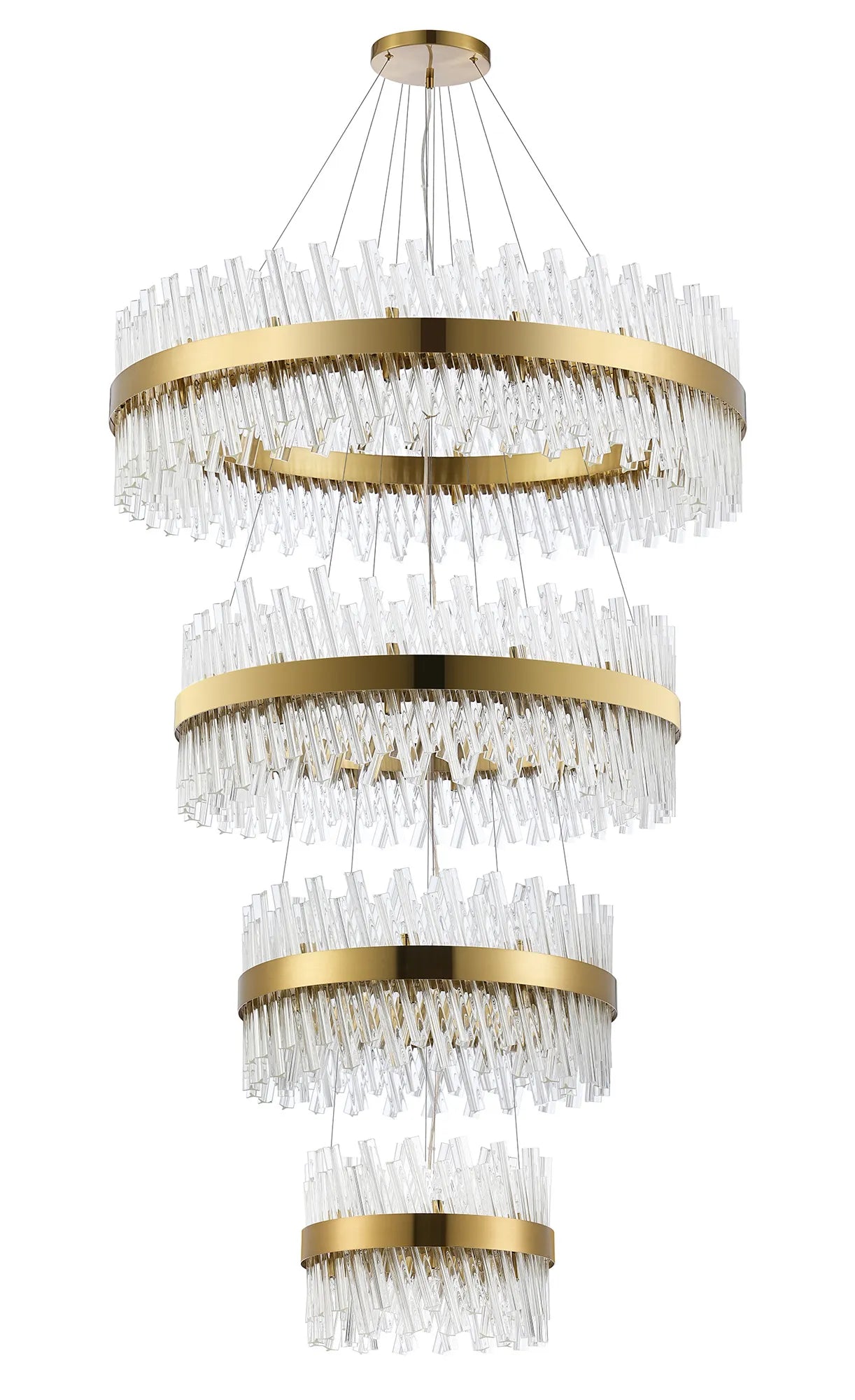 Farnley 4 Tier 1m Pendant 32 Light - Brass & Clear