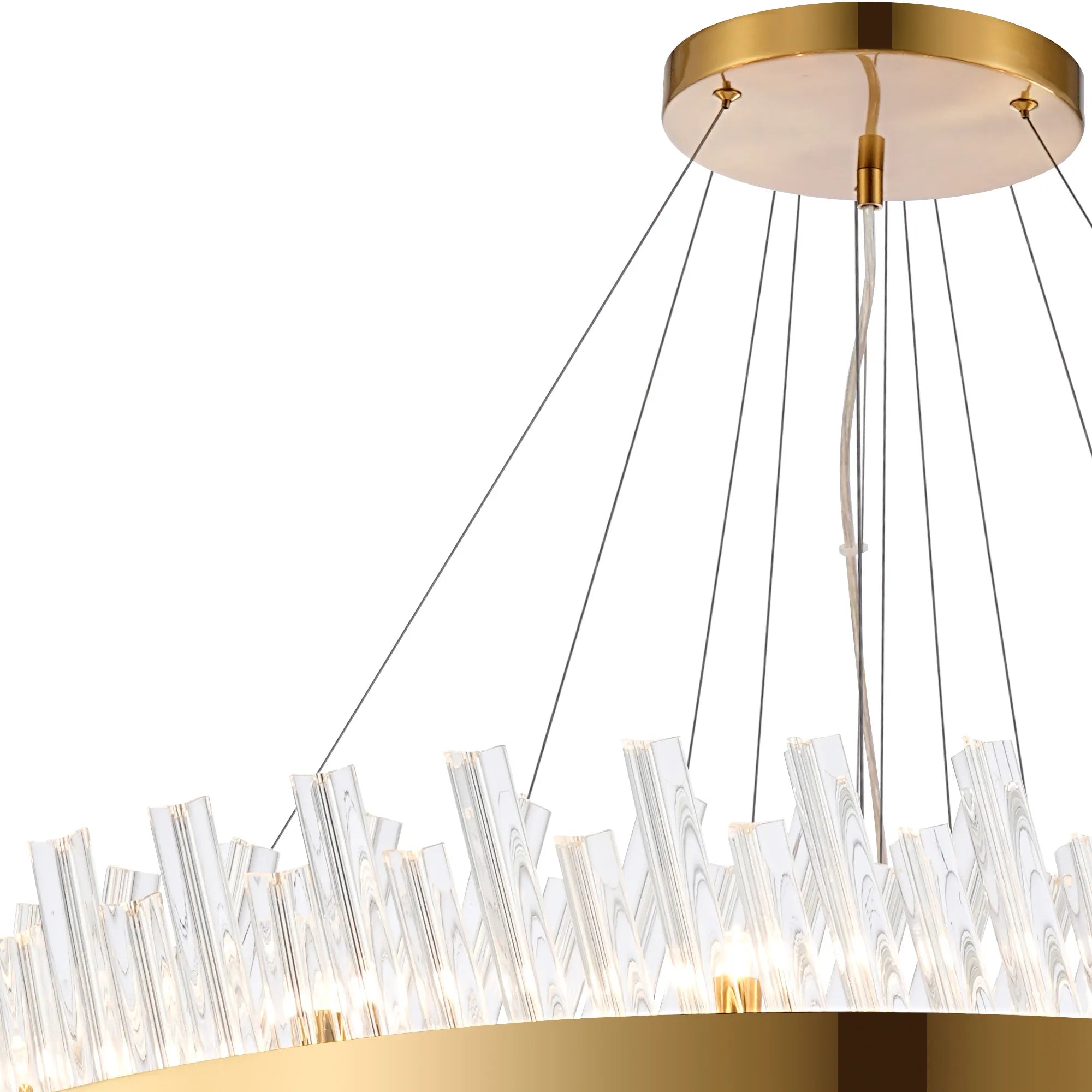 Farnley 4 Tier 1m Pendant 32 Light - Brass & Clear